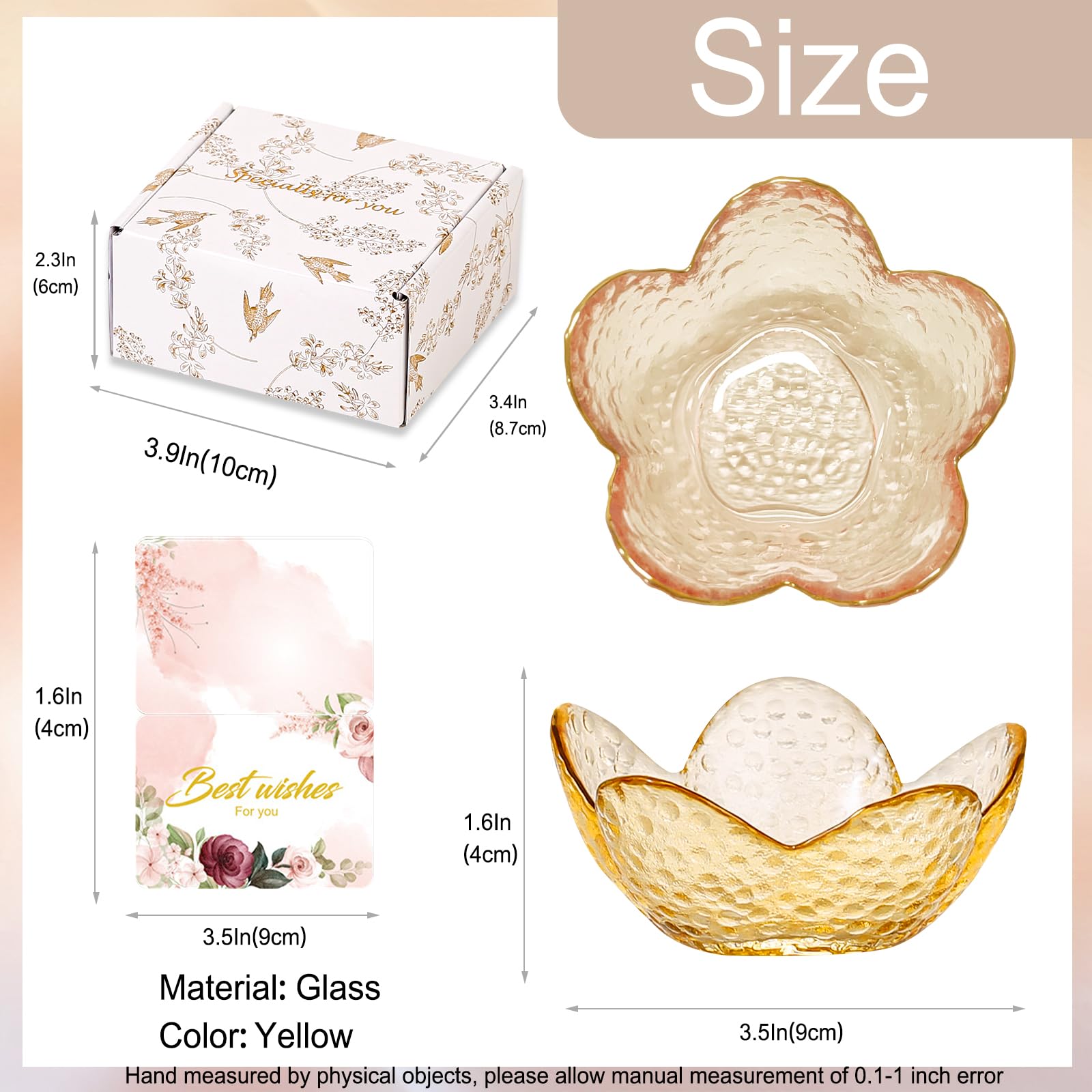 Gifts for Women Trinket Dish Flower Jewelry Dish Pink Glass Ring Holder Jewellery Tray Cute Room Decor Aesthetic Bedroom Accessories Unique Birthday New Home Mothers Day Gifts for Women Friends(2 pcs)