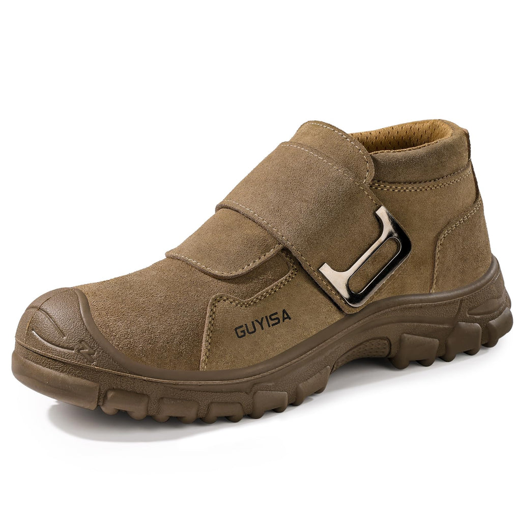 GLANOUDUN Welding Work Boots for Men Slip on Steel Toe Shoes for Men Indestructible Steel Toe Boots Welder Men's Working Shoes Fireproof Safety Footwear for Construction Men's Work & Safety Footwear