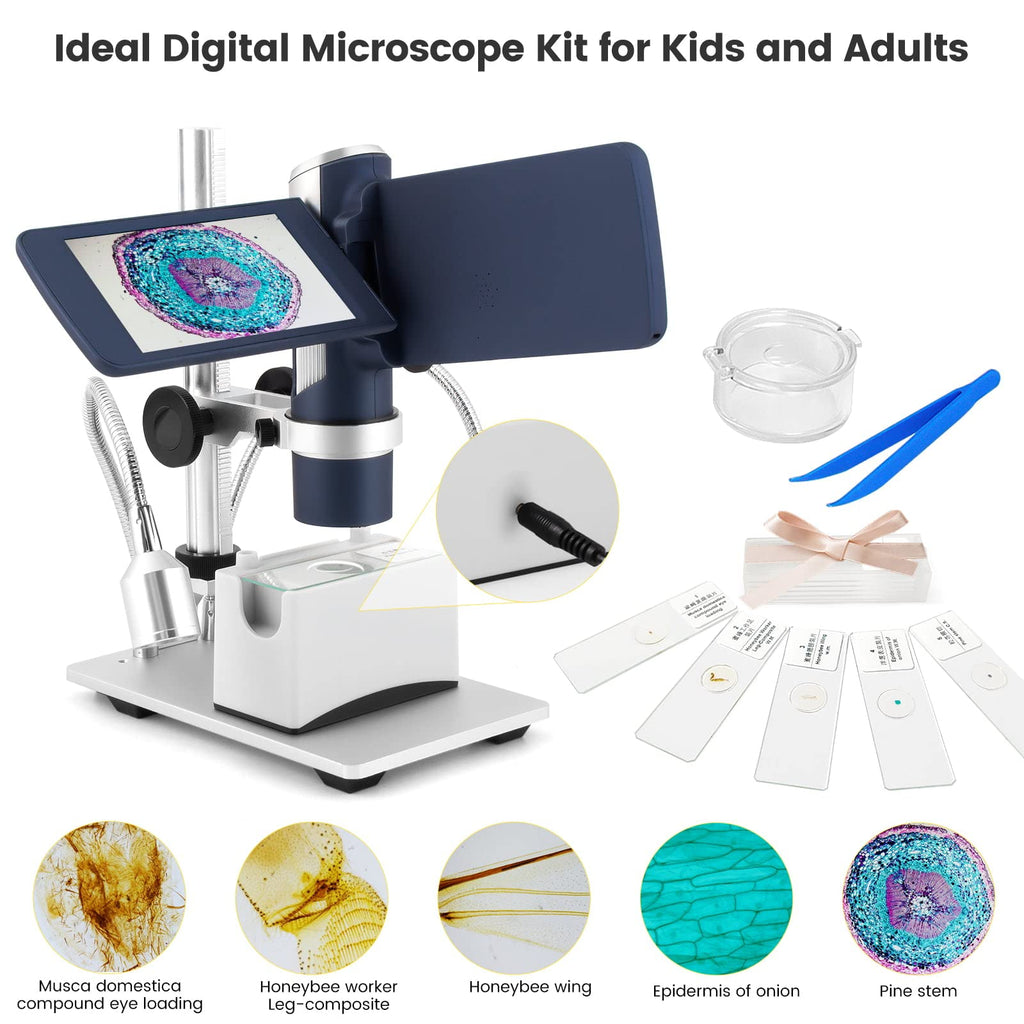 Andonstar AD203 Handheld Digital Microscope, Portable Pocket USB Coin Microscope with 4 inch Screen for Kids and Adults, Black, Electronic FHD Video, Windows Mac PC