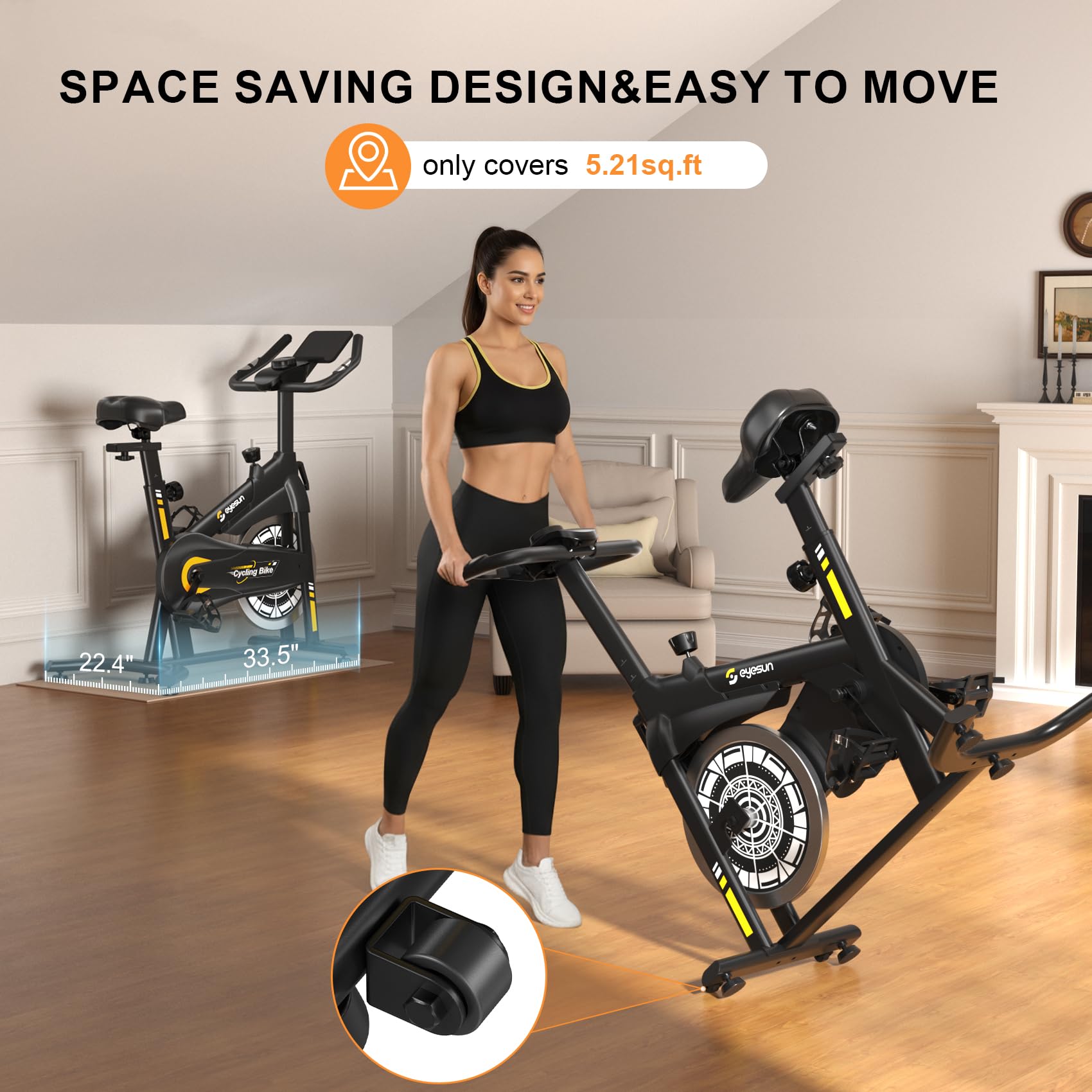 Exercise Bikes for Home,Spin Bike with Adjustable Magnetic,Brake Pad Resistance Silent Belt Drive,350lbs/300lbs Weight Capacity &Upgraded Version Seat for Home Cardio&Weight Loss(QM-530W)