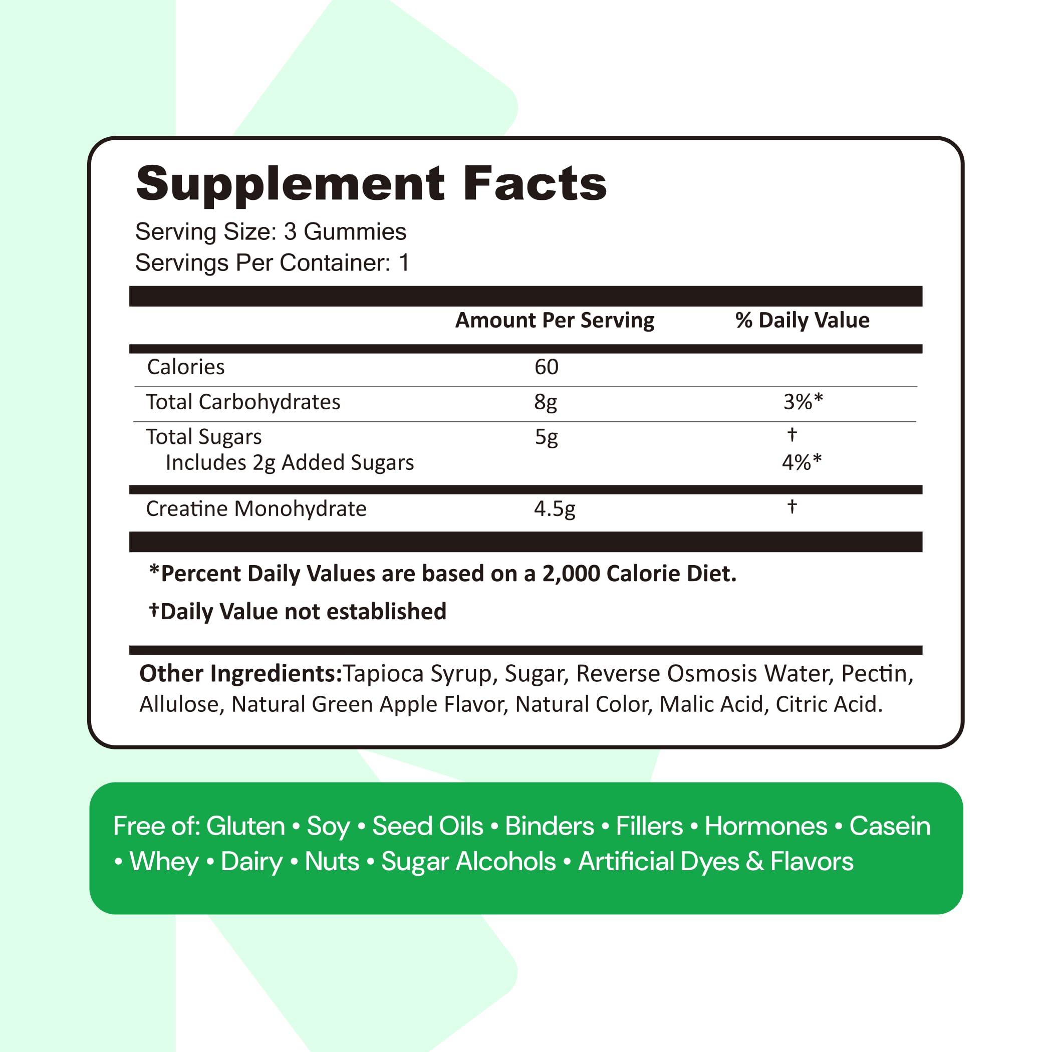 Create Creatine Monohydrate Gummies for Men & Women, Boost Focus, Strength, and Endurance, Anti-Melting Formula, Vegan, Gluten-Free, Non-GMO, 1.5g of Creatine per Gummy (Blue Raspberry)
