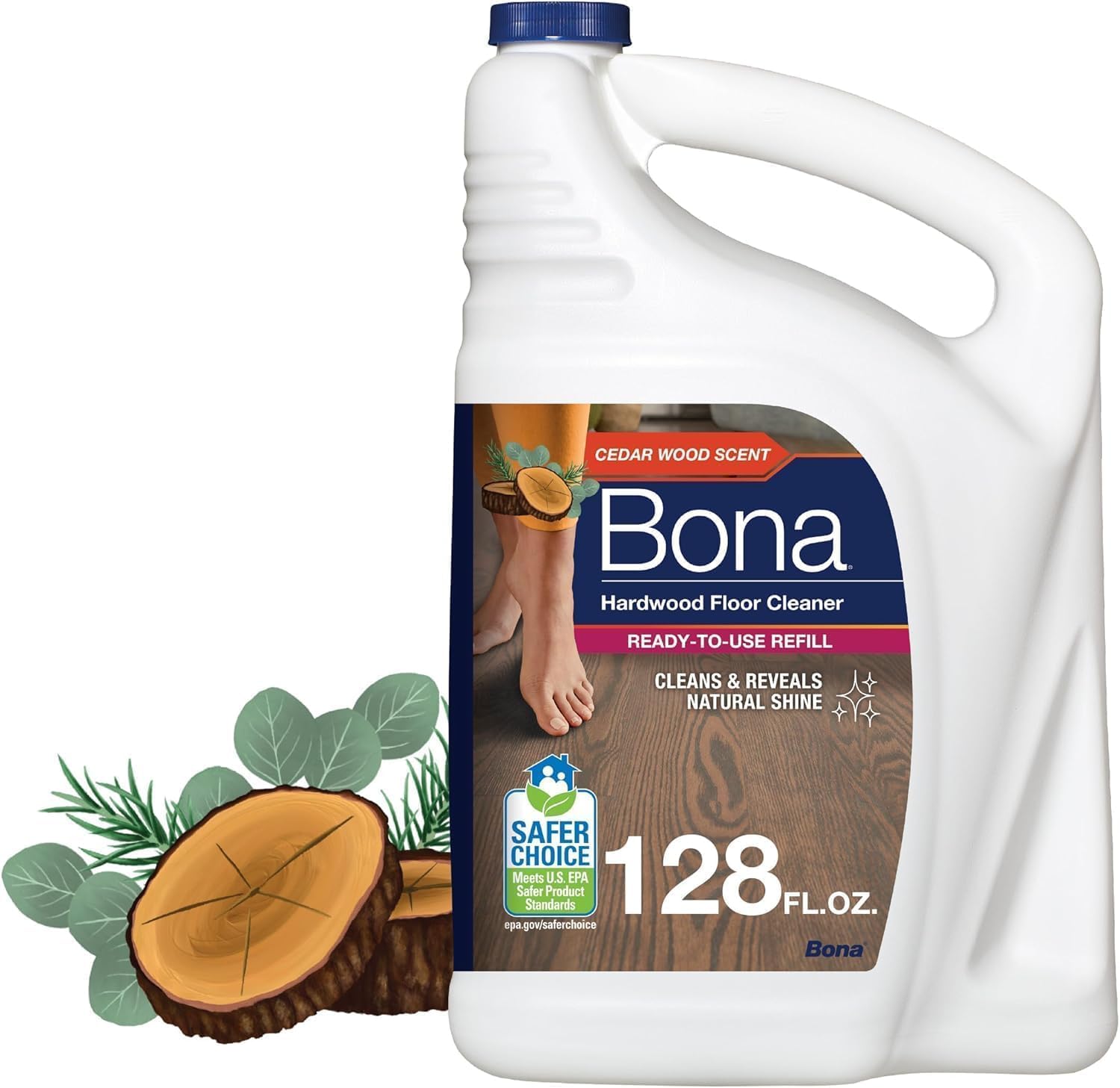Bona® Hardwood Floor Cleaner Spray - 32 fl oz - Cedar Wood - Includes Filled Bottle + Concentrate Refill for Hardwood Floor Cleaning