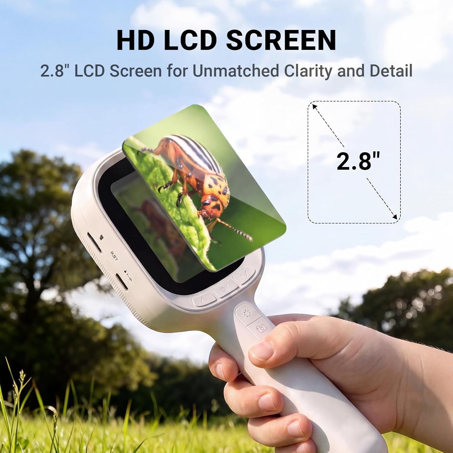 ScopeAround Digital Microscope, Autofocus Handheld Microscope, Magnifier with 2.8" IPS Screen and LEDs, Portable Magnifying Glass, Compatible with Mac/Windows