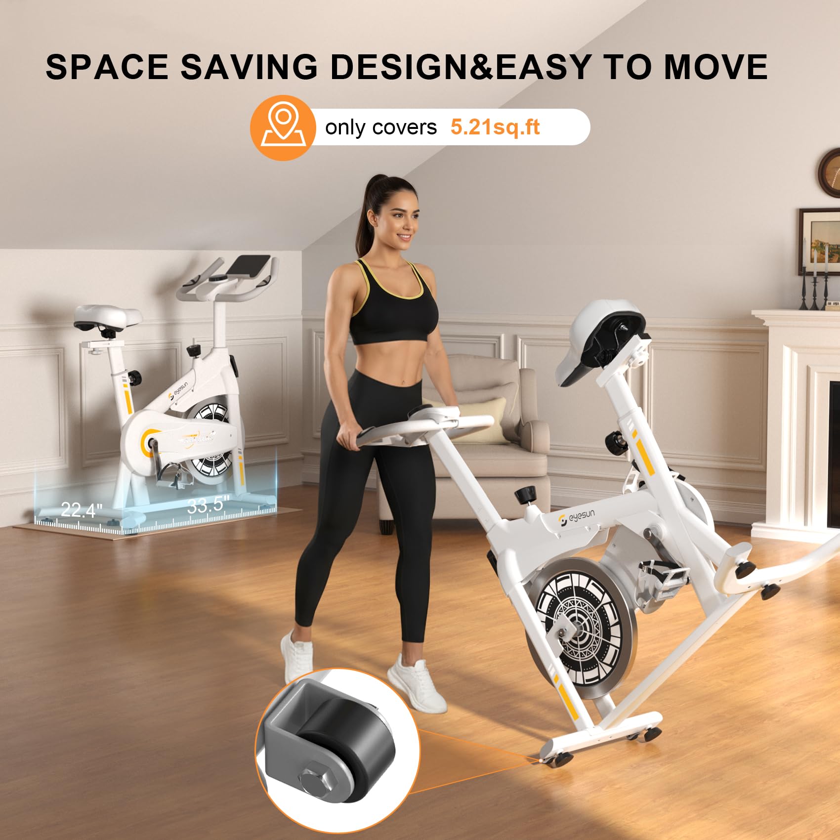 Exercise Bikes for Home,Spin Bike with Adjustable Magnetic,Brake Pad Resistance Silent Belt Drive,350lbs/300lbs Weight Capacity &Upgraded Version Seat for Home Cardio&Weight Loss(QM-530W)