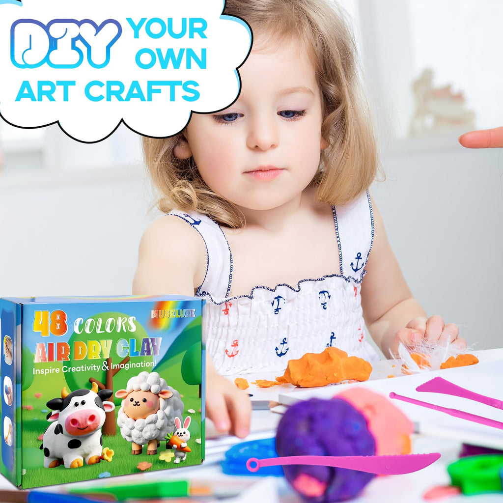 MuseLuxe Air Dry Clay - 32 Colors Modeling Clay Kit with 3 Sculpting Tools,Safe & Non-Toxic,DIY Magic Gifts Toys for Boys,Girls,Kids