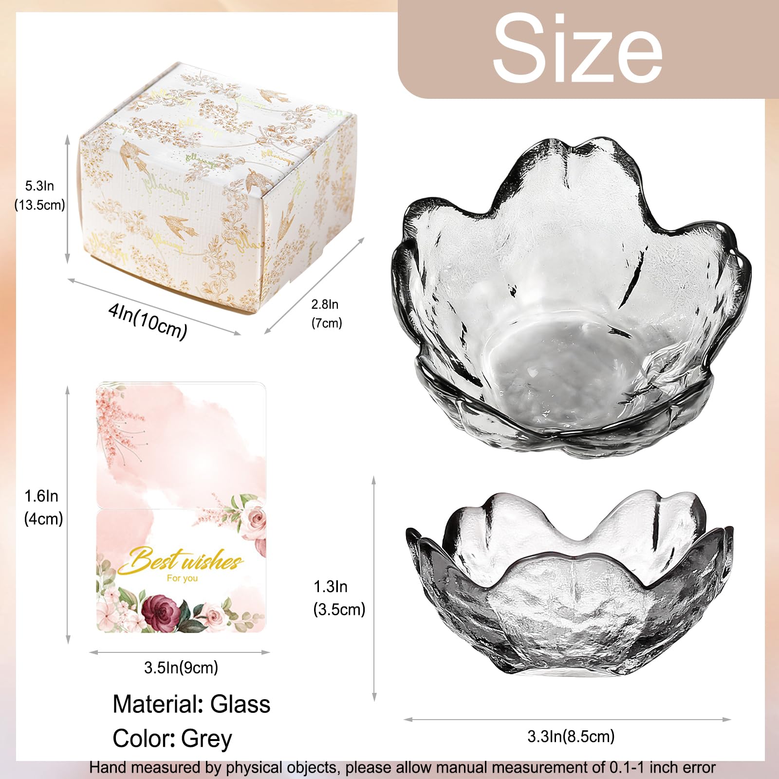 Gifts for Women Trinket Dish Flower Jewelry Dish Pink Glass Ring Holder Jewellery Tray Cute Room Decor Aesthetic Bedroom Accessories Unique Birthday New Home Mothers Day Gifts for Women Friends(2 pcs)