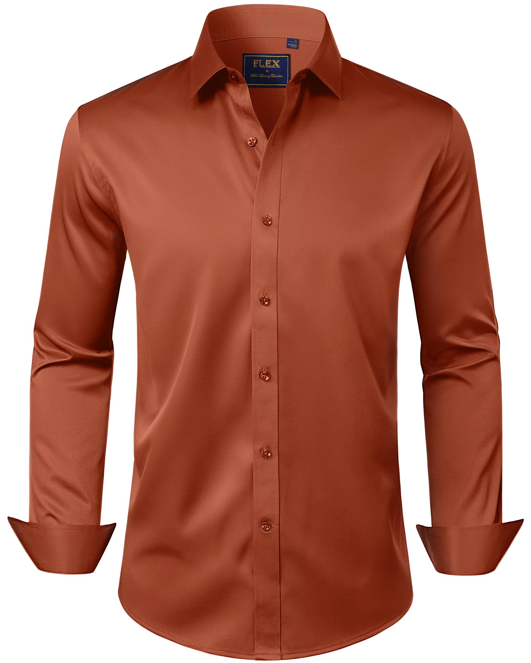 J.VER Men's Dress Shirts Solid Long Sleeve Stretch Wrinkle-Free Formal Shirt Business Casual Button Down Shirts