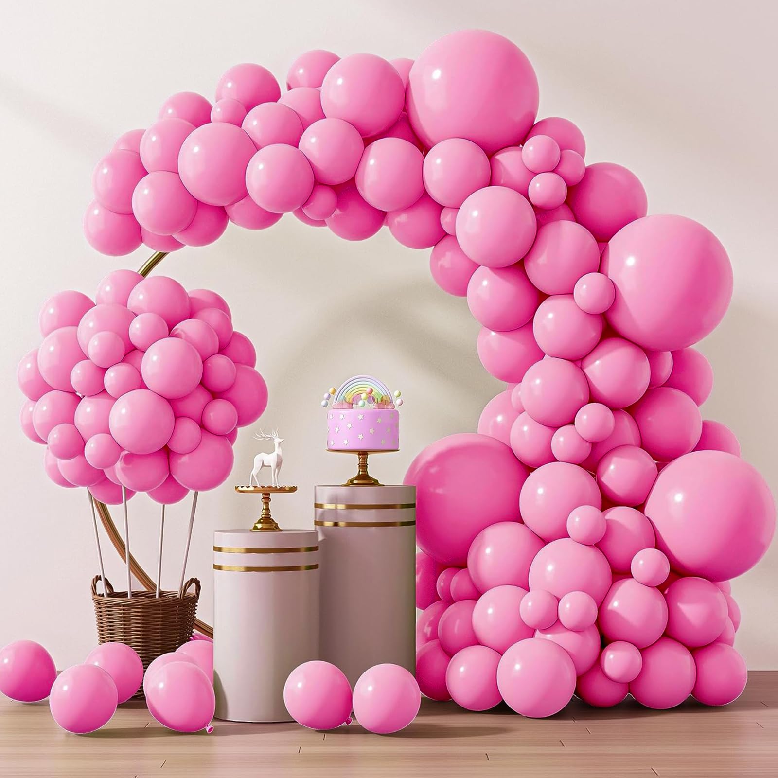 RUBFAC Pink Balloons 129pcs Light Pastel Pink Balloon Different Sizes 18 12 10 5 Inch for Garland Arch Mother's Day Birthday Party Baby Shower Gender Reveal Wedding Anniversary Easter Decoration