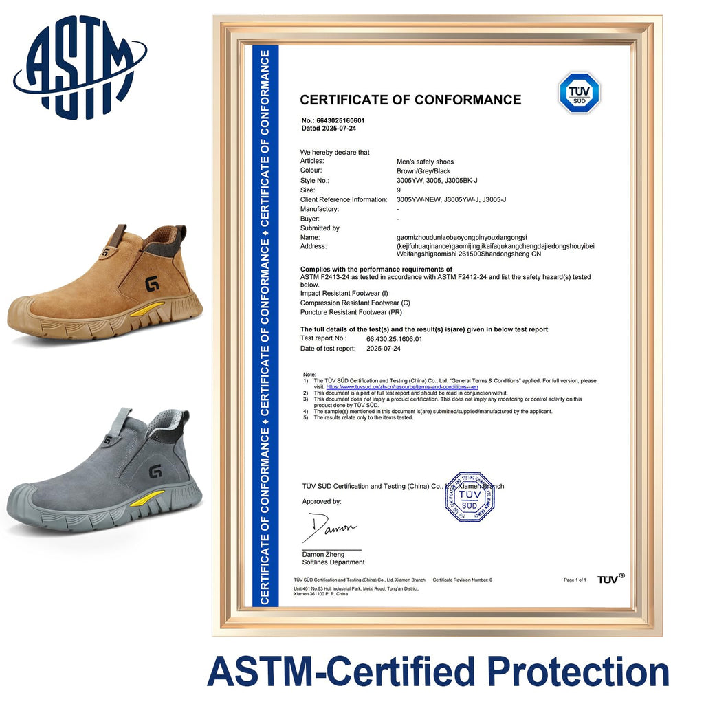 GLANOUDUN Welding Work Boots for Men Slip on Steel Toe Shoes for Men Indestructible Steel Toe Boots Welder Men's Working Shoes Fireproof Safety Footwear for Construction Men's Work & Safety Footwear