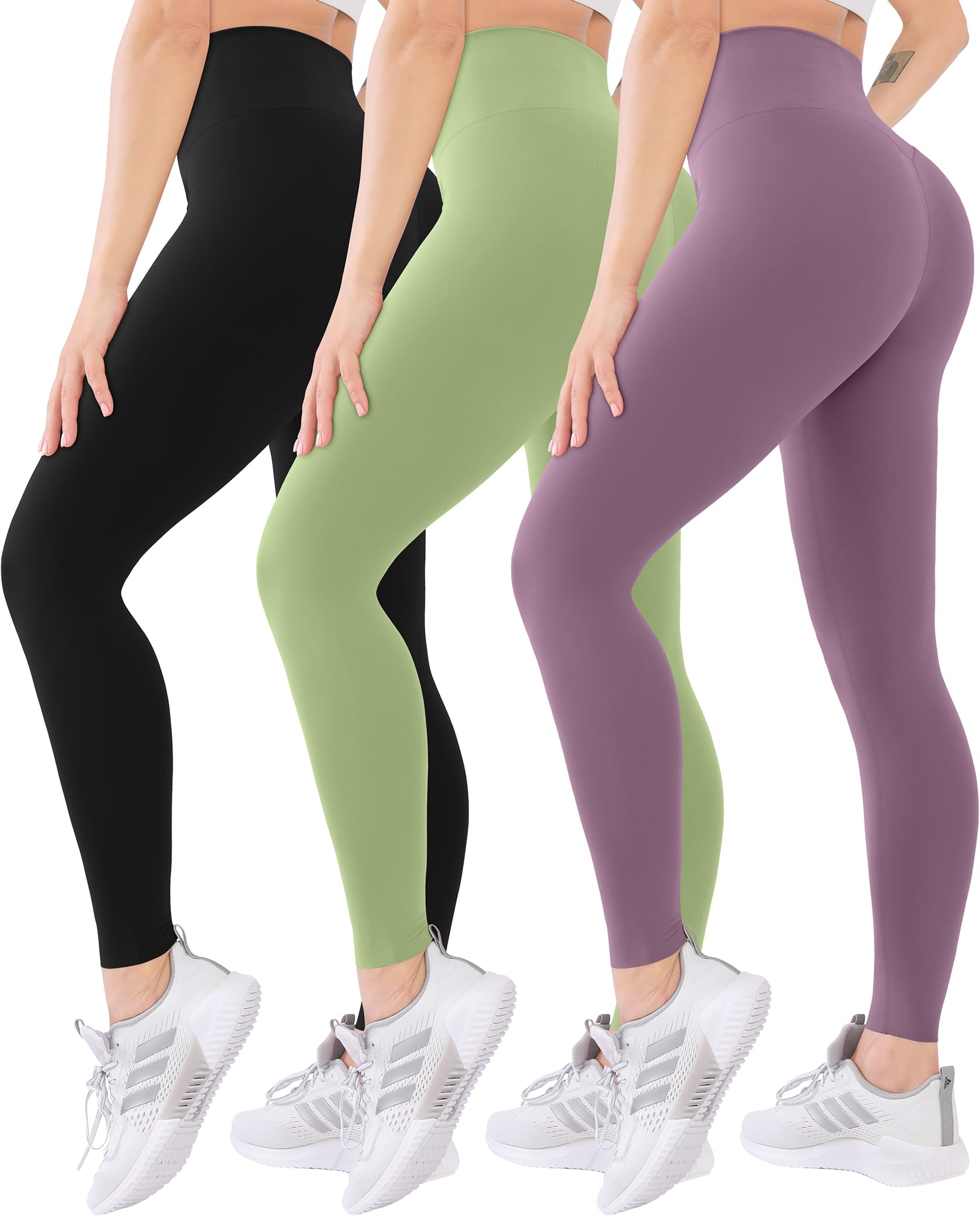 Blisset 3 Pack High Waisted Leggings for Women with Pockets Soft Active Tummy Control Pants for Yoga Running & Daily Wear