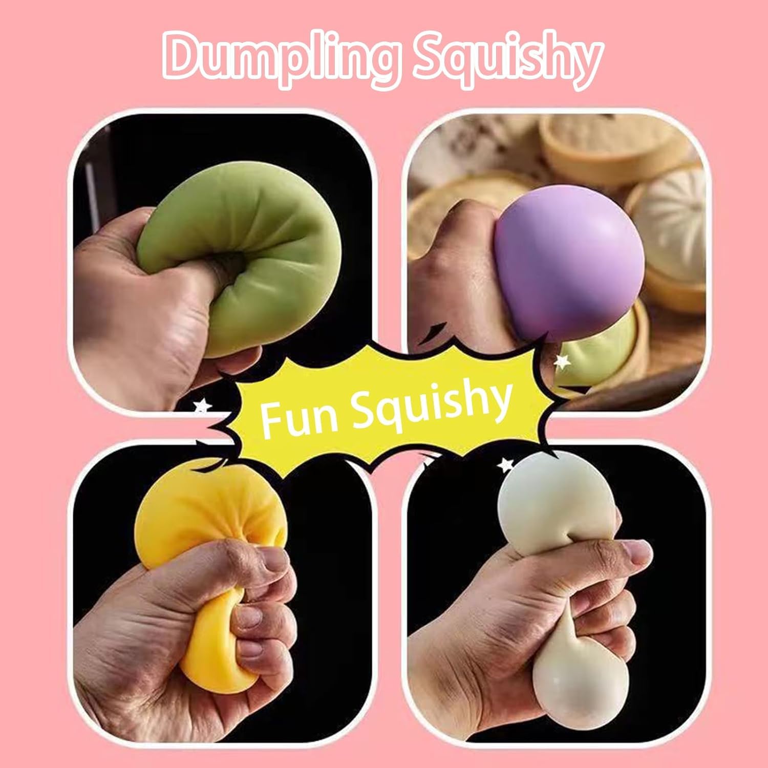 Dumpling Squishy, Mystery Dumpling Squishy, Dumplings Sensory Squeeze Toy for Stress Relief, Soft Squeeze Decompression Dough for Adults Classroom Prizes & Party Favors (Blue A)