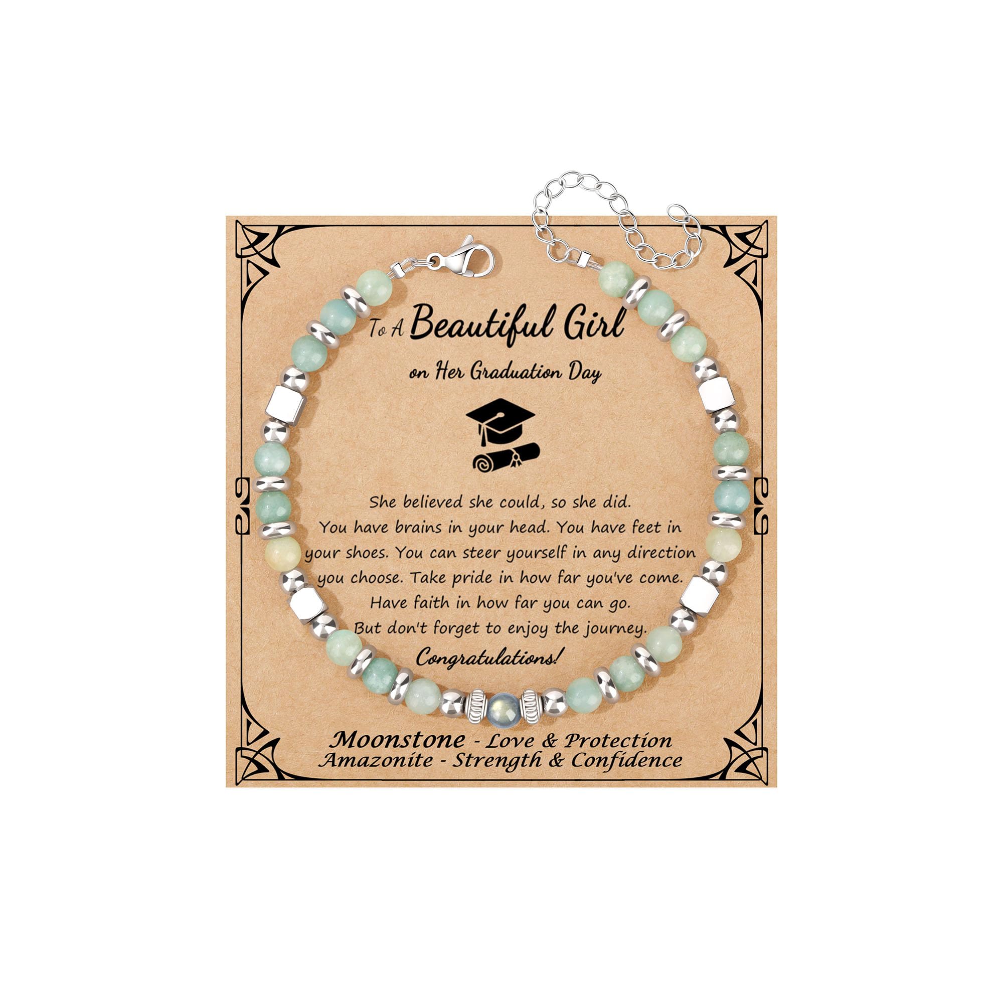JoycuFF 𝗚𝗶𝗳𝘁𝘀 𝗳𝗼𝗿 𝗪𝗼𝗺𝗲𝗻 𝗠𝗼𝗼𝗻𝘀𝘁𝗼𝗻𝗲 𝗕𝗿𝗮𝗰𝗲𝗹𝗲𝘁 Amazonite Colorful Imperial Jasper Stainless Steel Beads Bracelets, Mothers Day Birthday Christmas Valentines Graduation Gifts