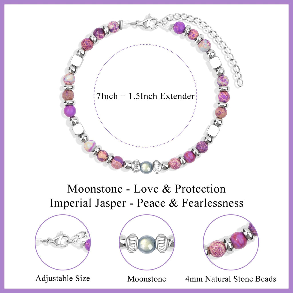 JoycuFF 𝗚𝗶𝗳𝘁𝘀 𝗳𝗼𝗿 𝗪𝗼𝗺𝗲𝗻 𝗠𝗼𝗼𝗻𝘀𝘁𝗼𝗻𝗲 𝗕𝗿𝗮𝗰𝗲𝗹𝗲𝘁 Amazonite Colorful Imperial Jasper Stainless Steel Beads Bracelets, Mothers Day Birthday Christmas Valentines Graduation Gifts