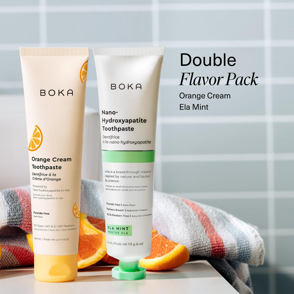 Boka Fluoride Free Toothpaste Nano Hydroxyapatite Toothpaste - Strawberry Mango Flavor, 1.3 oz 2pk US Manufactured