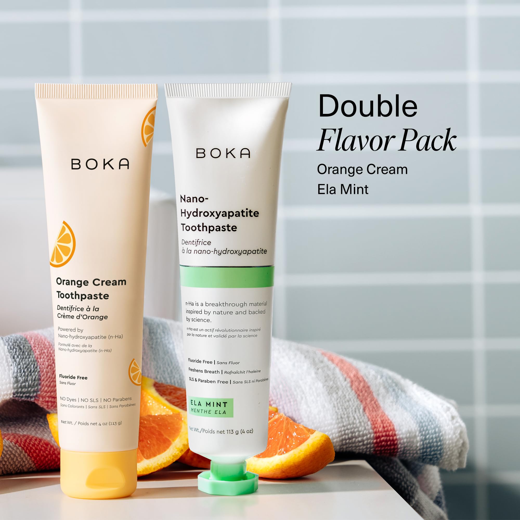 Boka Fluoride Free Toothpaste Nano Hydroxyapatite Toothpaste - Strawberry Mango Flavor, 1.3 oz 2pk US Manufactured