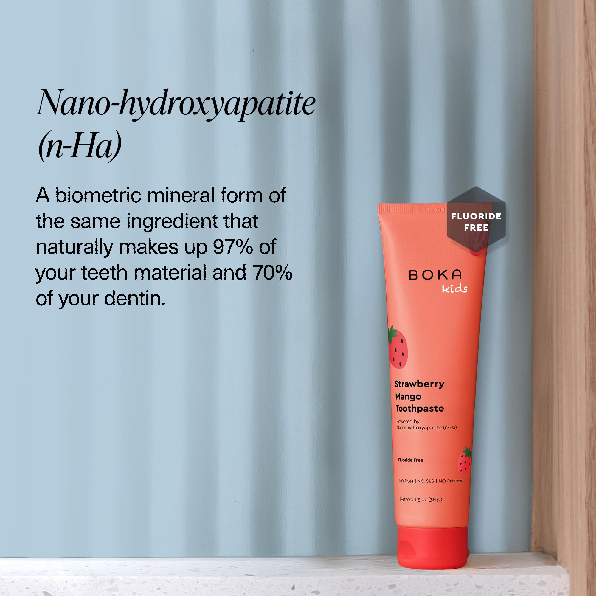 Boka Fluoride Free Toothpaste Nano Hydroxyapatite Toothpaste - Strawberry Mango Flavor, 1.3 oz 2pk US Manufactured
