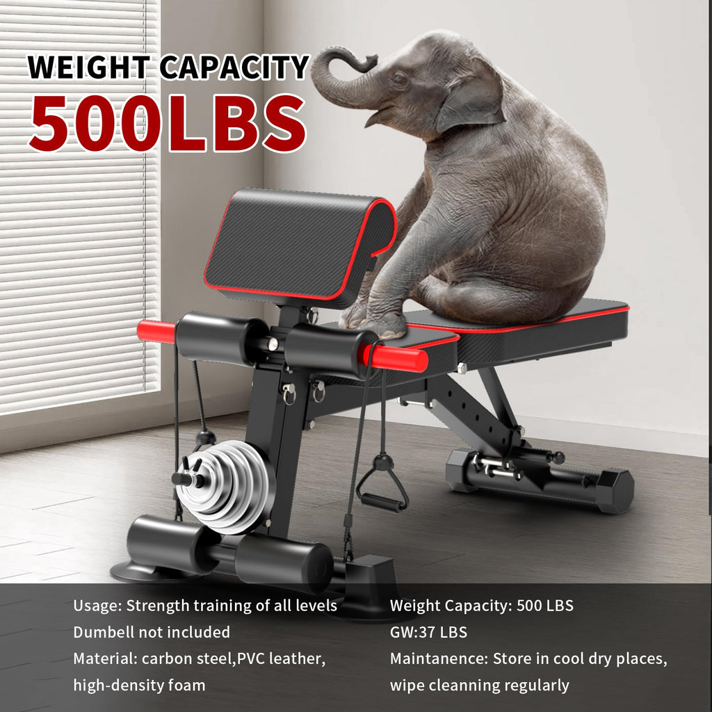 Adjustable Weight Bench,Utility Workout Bench Foldable Incline Decline Benches for Home Gym Full Body Workout,Load 600LBS