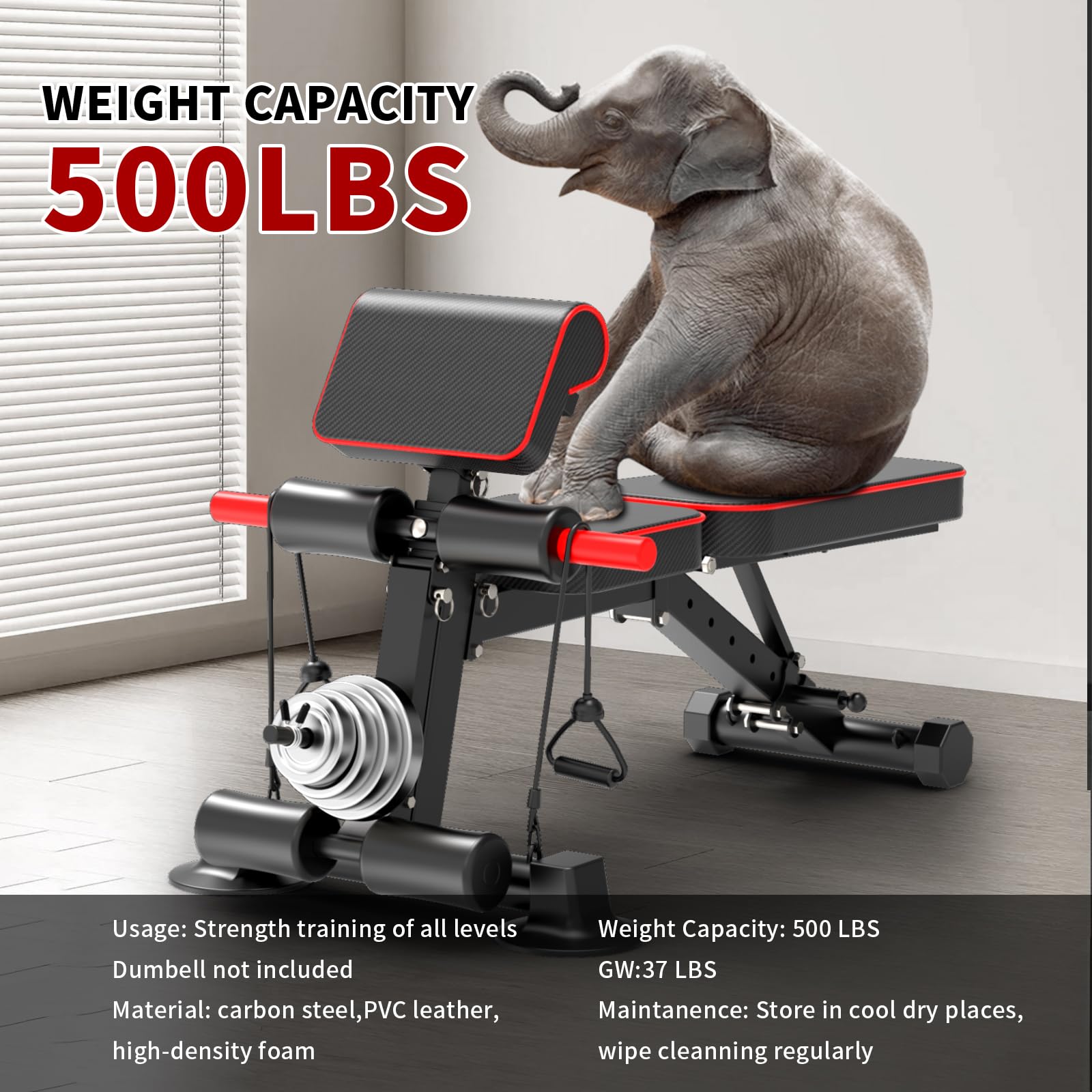 Adjustable Weight Bench,Utility Workout Bench Foldable Incline Decline Benches for Home Gym Full Body Workout,Load 600LBS