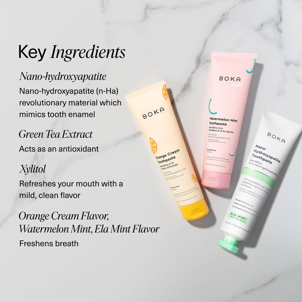 Boka Fluoride Free Toothpaste Nano Hydroxyapatite Toothpaste - Strawberry Mango Flavor, 1.3 oz 2pk US Manufactured