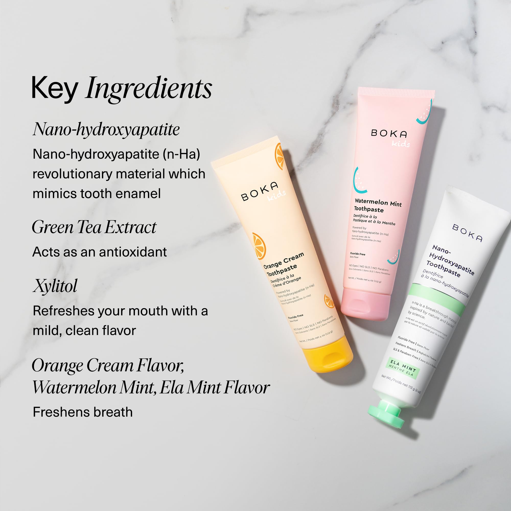Boka Fluoride Free Toothpaste Nano Hydroxyapatite Toothpaste - Strawberry Mango Flavor, 1.3 oz 2pk US Manufactured