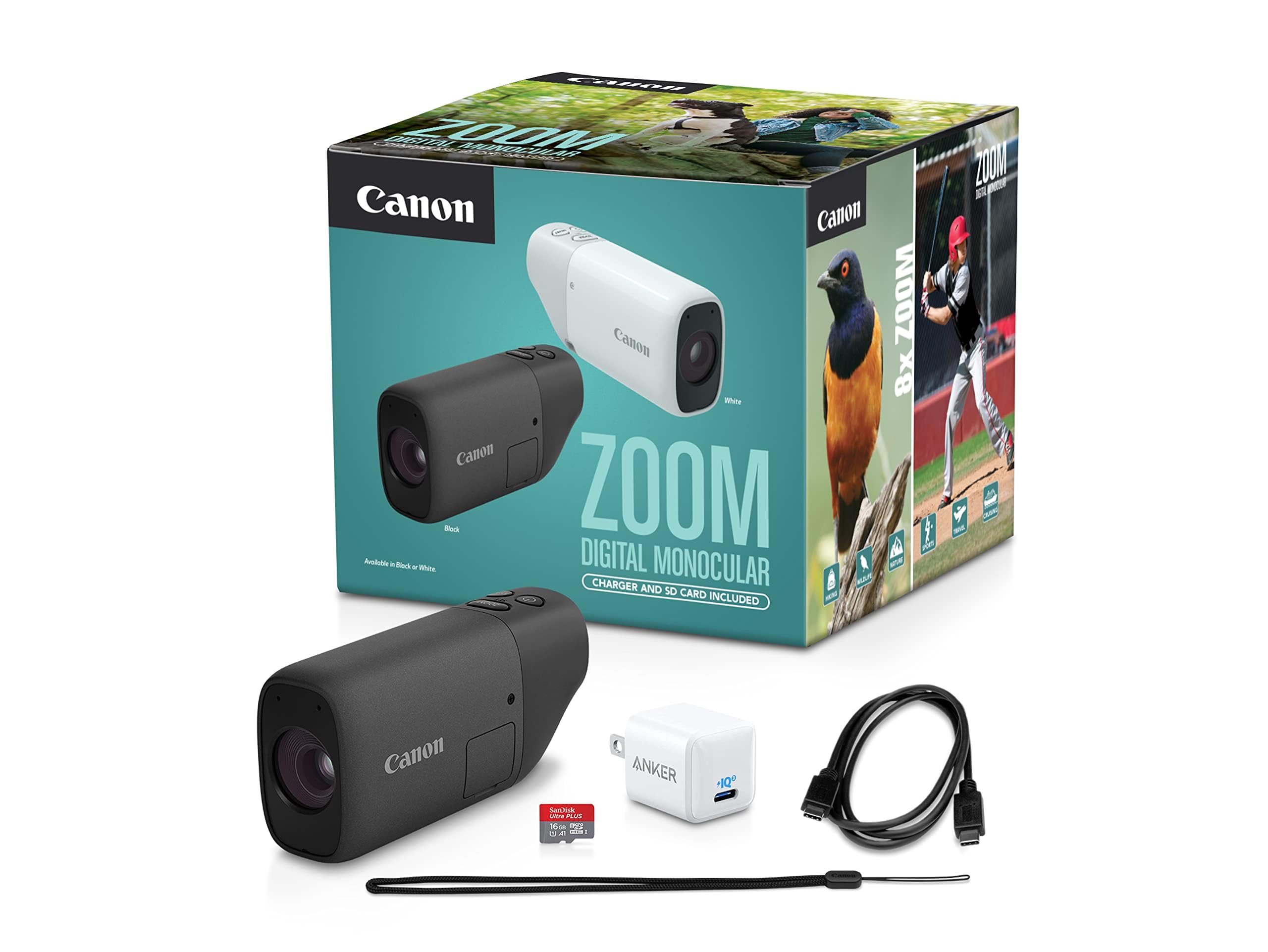 Canon Zoom Digital Monocular with USB Charger and microSD Card (Black)