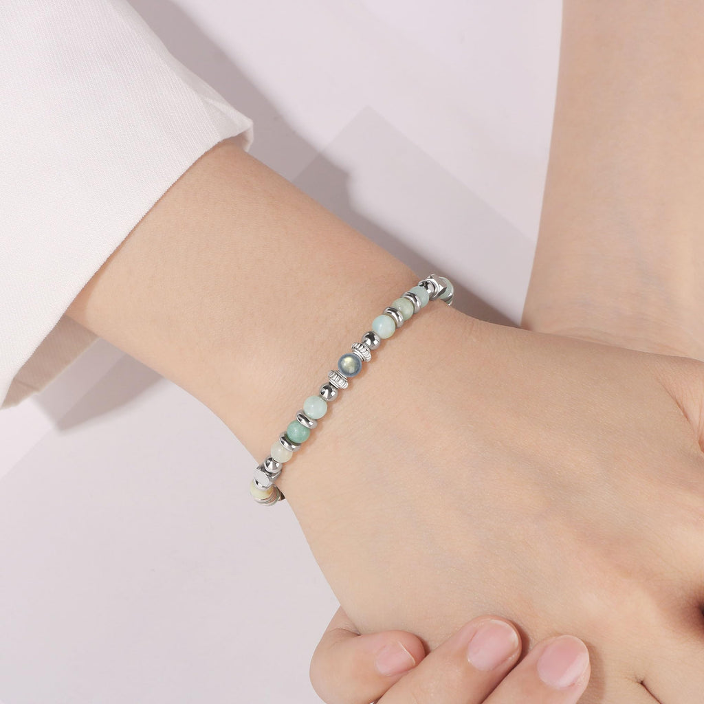 JoycuFF 𝗚𝗶𝗳𝘁𝘀 𝗳𝗼𝗿 𝗪𝗼𝗺𝗲𝗻 𝗠𝗼𝗼𝗻𝘀𝘁𝗼𝗻𝗲 𝗕𝗿𝗮𝗰𝗲𝗹𝗲𝘁 Amazonite Colorful Imperial Jasper Stainless Steel Beads Bracelets, Mothers Day Birthday Christmas Valentines Graduation Gifts