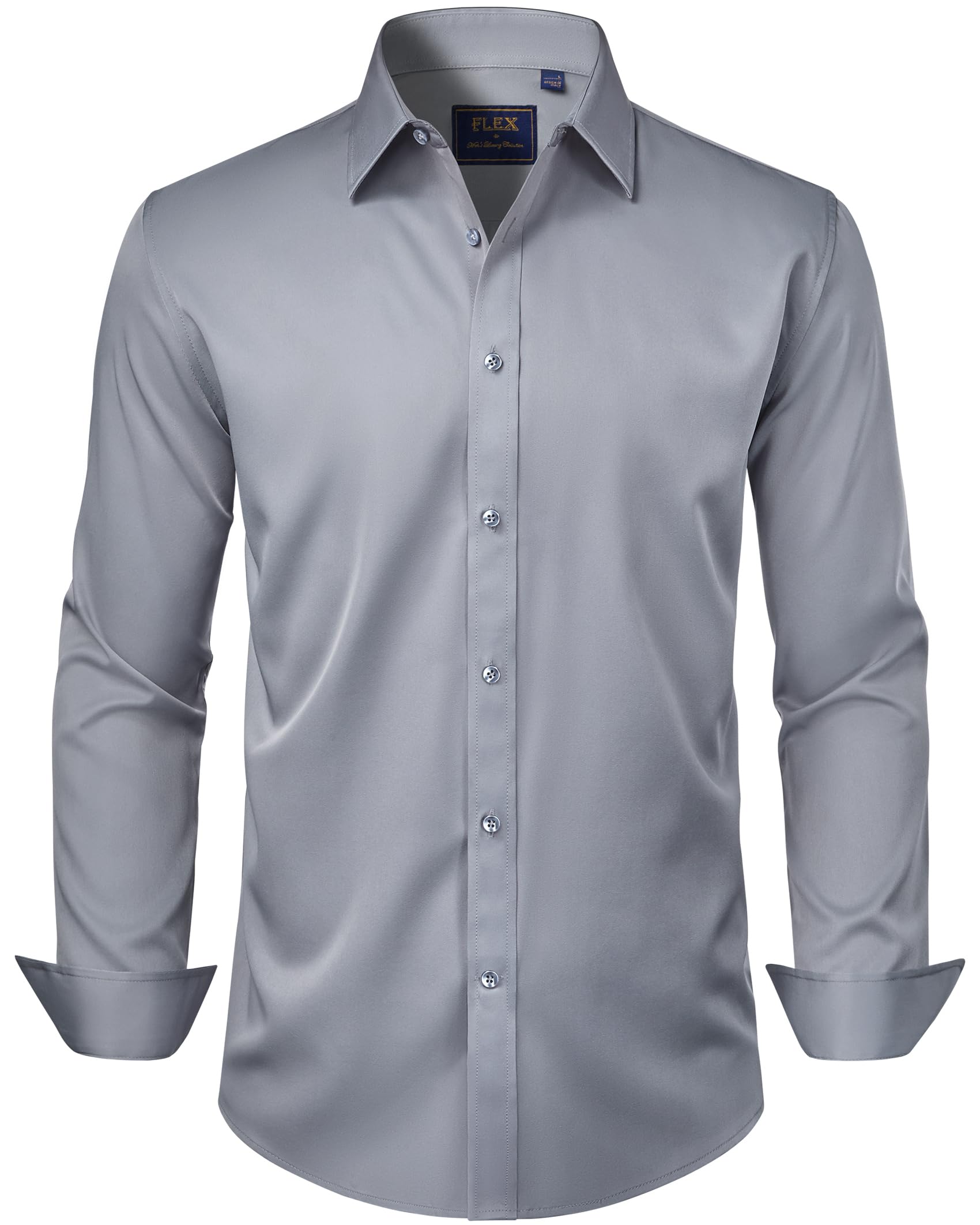 J.VER Men's Dress Shirts Solid Long Sleeve Stretch Wrinkle-Free Formal Shirt Business Casual Button Down Shirts