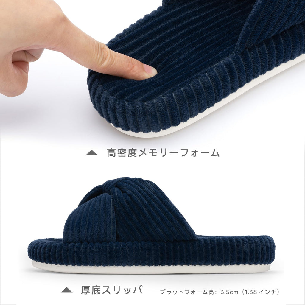 Chantomoo Slippers for Women Memory Foam House Bedroom Corduroy Bow Crossbands Slipper Shoes Comfy Trendy Gift Slippers