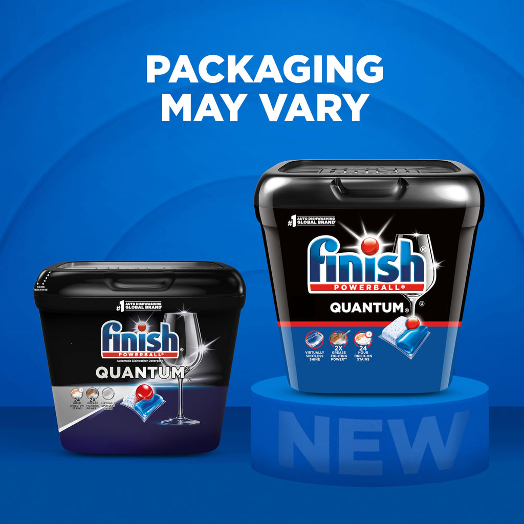 Finish Quantum Dishwasher Pods, No Pre-Rinse Dishwasher Detergent Soap Removes 24HR Dried-On Stain and Grease, Leaving a Virtually Spotless Shine, 57 Count