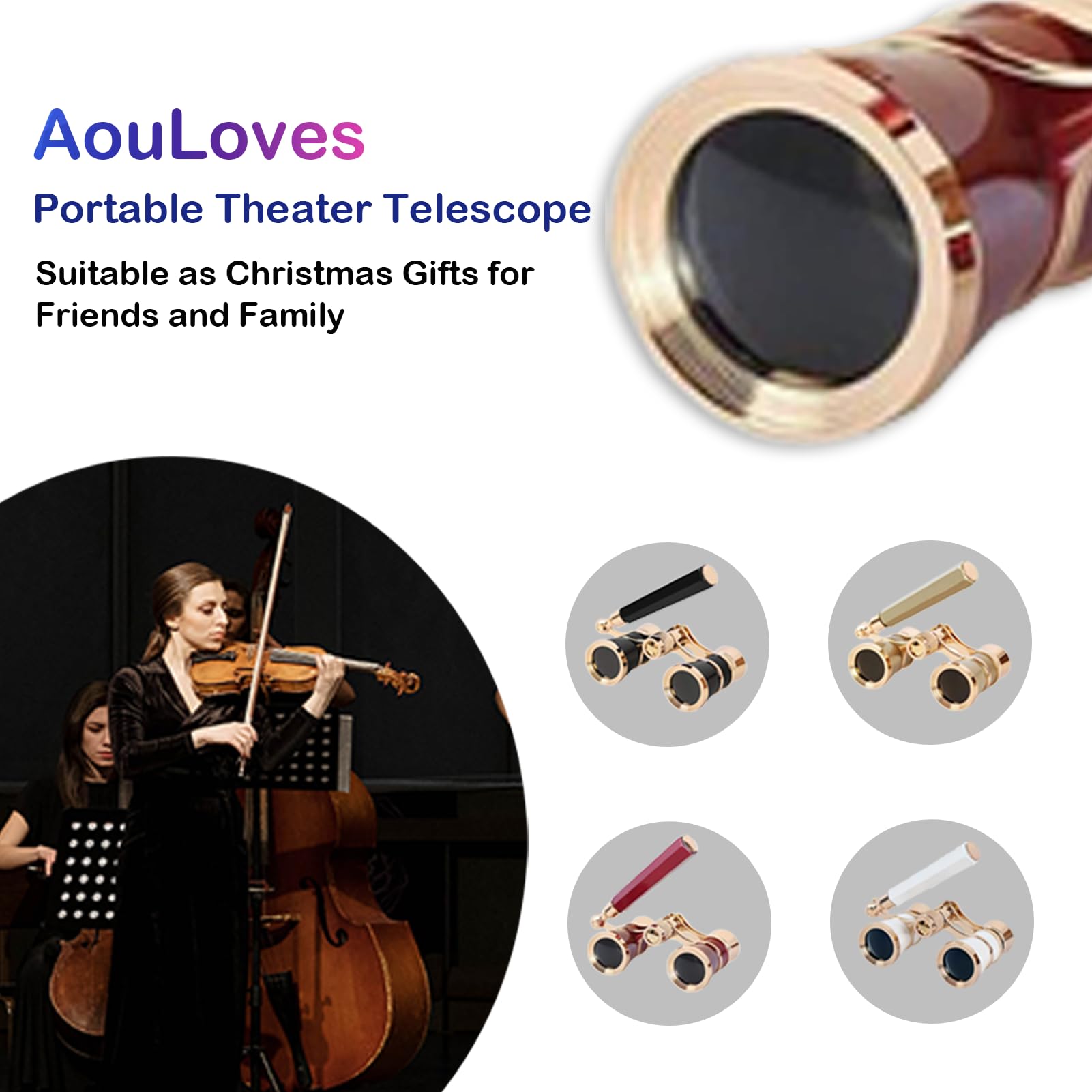 Opera Glasses Binoculars 3 X 25 Compact and Lightweight with Built-in Foldable Theater Glasses, Adjustable Handle for Adults Kids Women in Music Concerts and Opera Houses (Black)