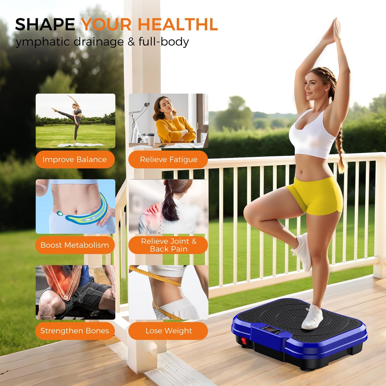 NXSCI Vibration Plate Exercise Machine,Vibrating Platform for Lymphatic Drainage with 250 Speeds,500 lbs Weight Capacity,Vibrated Plates for Weight Loss,Full Body Workout Equipment for Fitness at Home