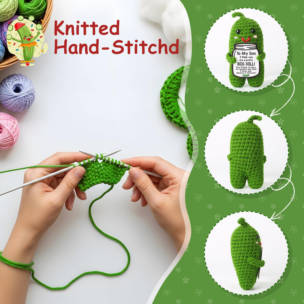 MAMAGIFTREE Fathers Day Dad Birthday Gifts from Daughter or Son,Handmade Crochet Pickle -I Love Best Daddy Ever Gift Thank You Daddy Funny Emotional Care Desk Decor