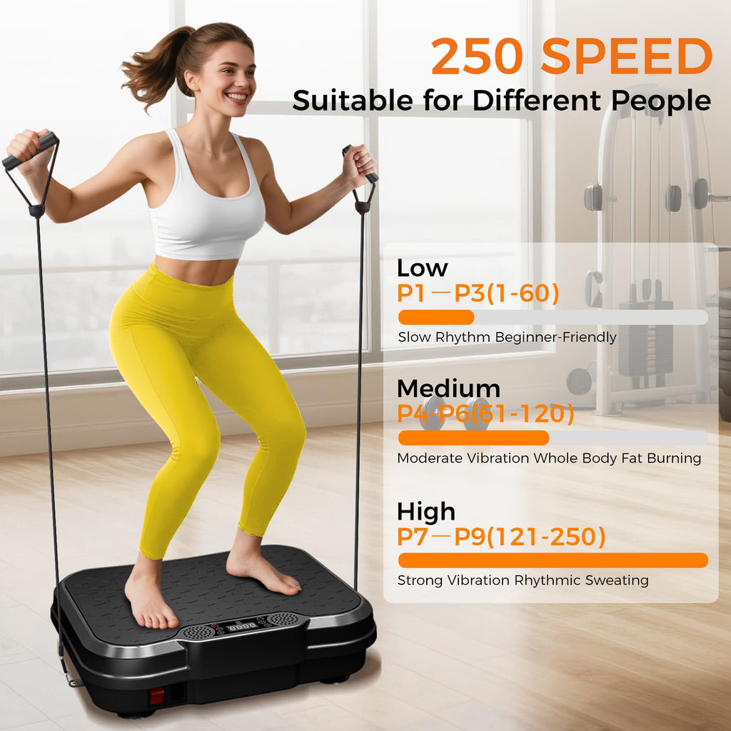 NXSCI Vibration Plate Exercise Machine,Vibrating Platform for Lymphatic Drainage with 250 Speeds,500 lbs Weight Capacity,Vibrated Plates for Weight Loss,Full Body Workout Equipment for Fitness at Home