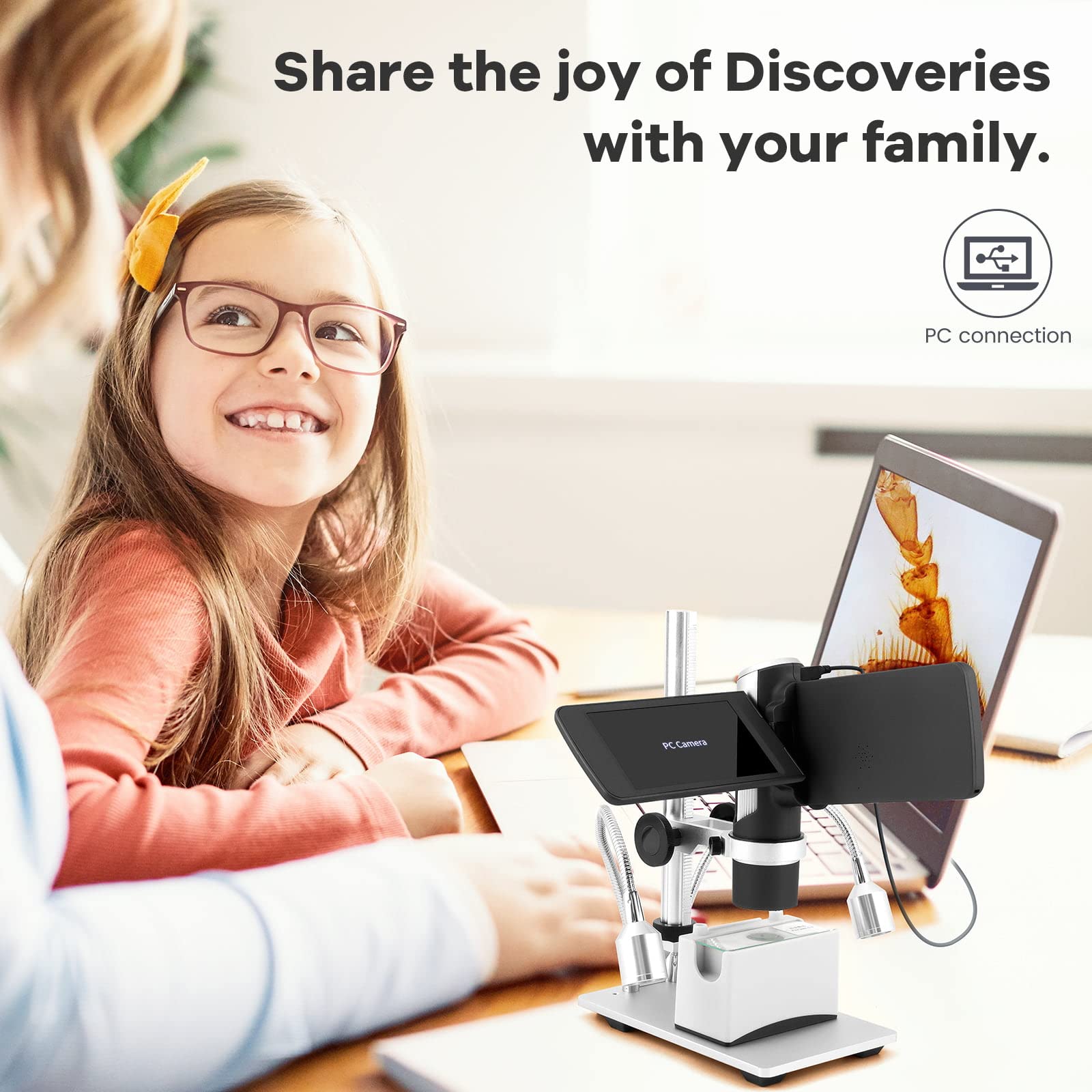 Andonstar AD203 Handheld Digital Microscope, Portable Pocket USB Coin Microscope with 4 inch Screen for Kids and Adults, Black, Electronic FHD Video, Windows Mac PC