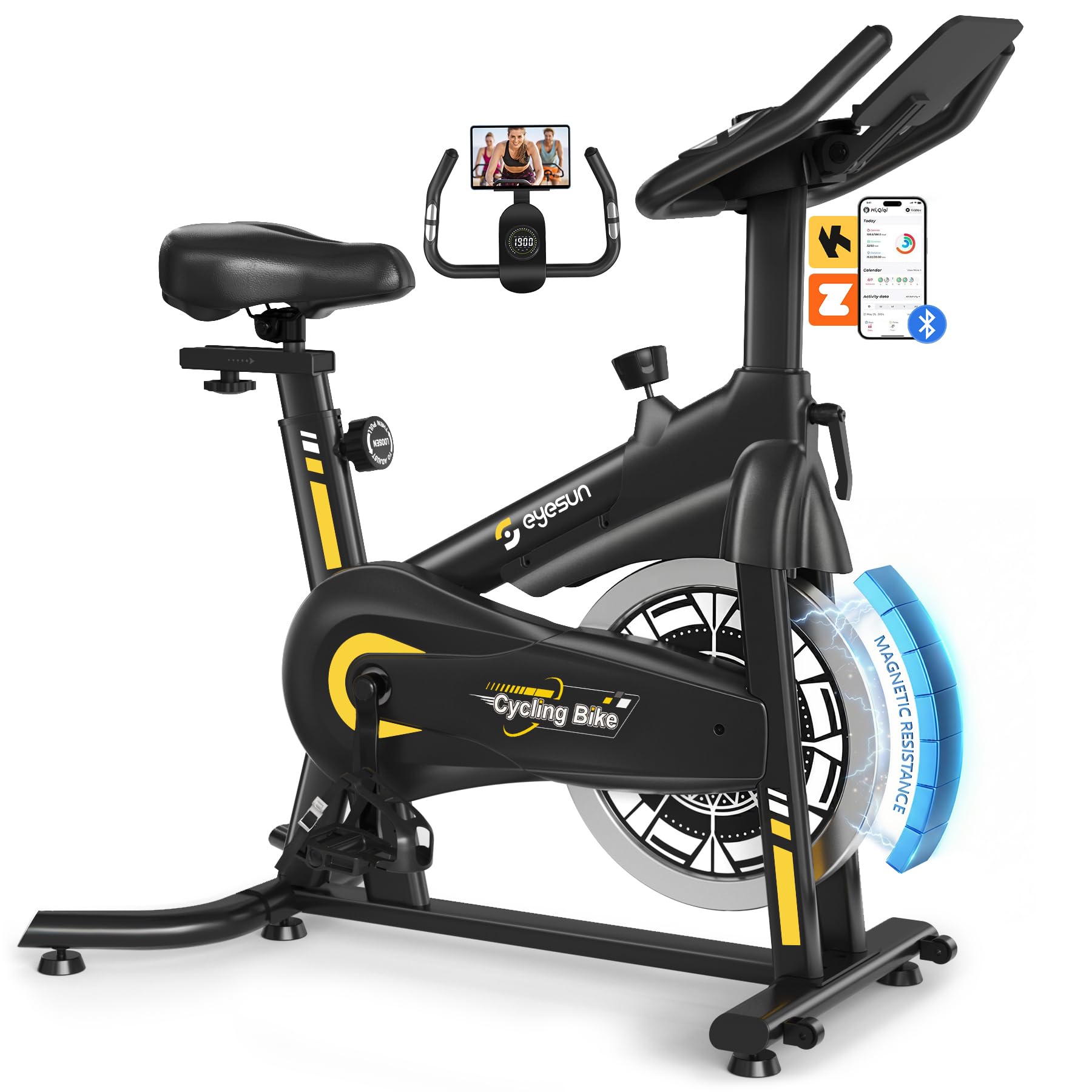 Exercise Bikes for Home,Spin Bike with Adjustable Magnetic,Brake Pad Resistance Silent Belt Drive,350lbs/300lbs Weight Capacity &Upgraded Version Seat for Home Cardio&Weight Loss(QM-530W)