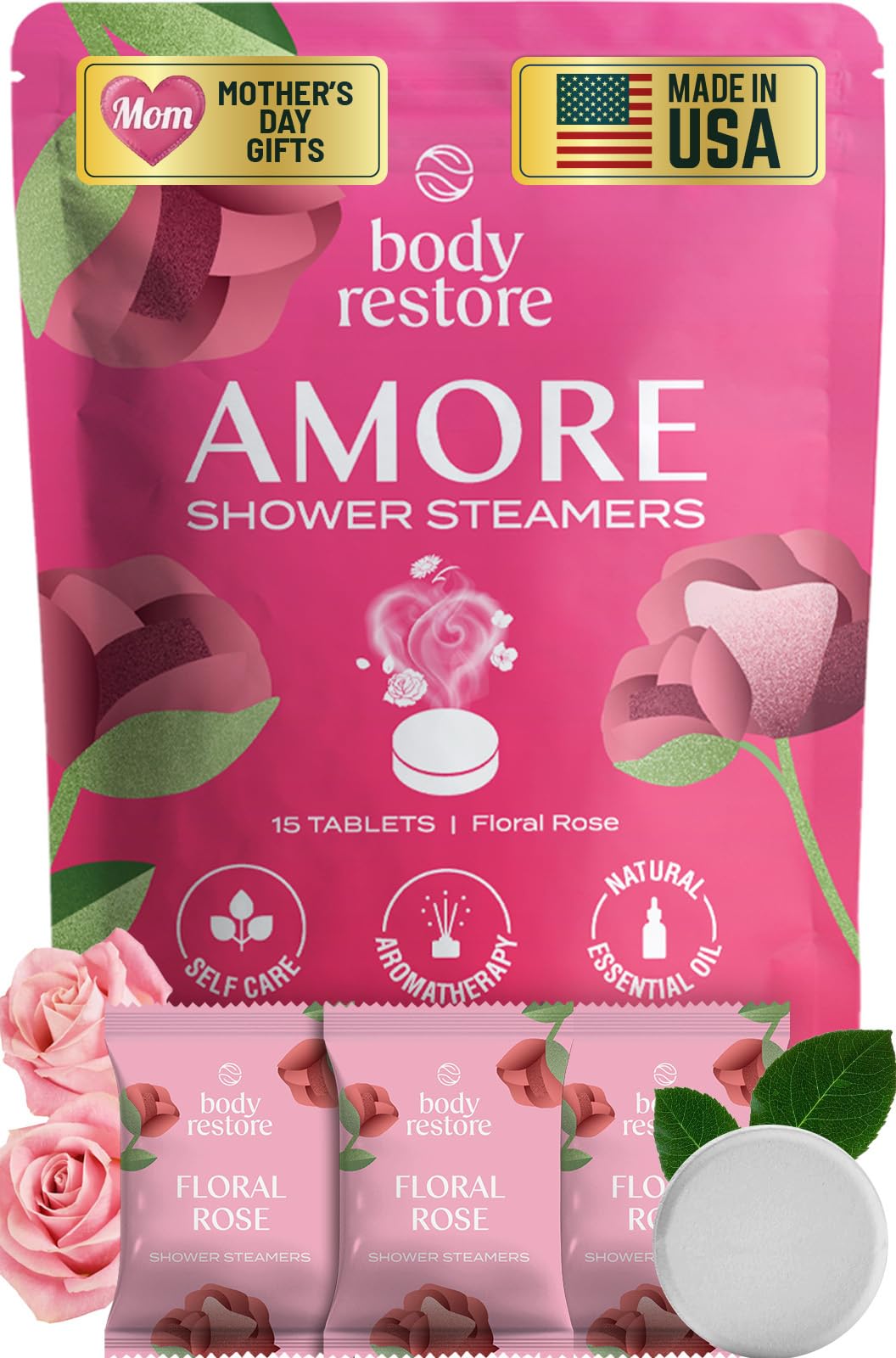 Body Restore Shower Steamers Aromatherapy 6 Pack – Mothers Day Gifts for Mom, Birthday Gifts for Women, Relaxation Stress Relief Self Care – Citrus Essential Oil Tablets