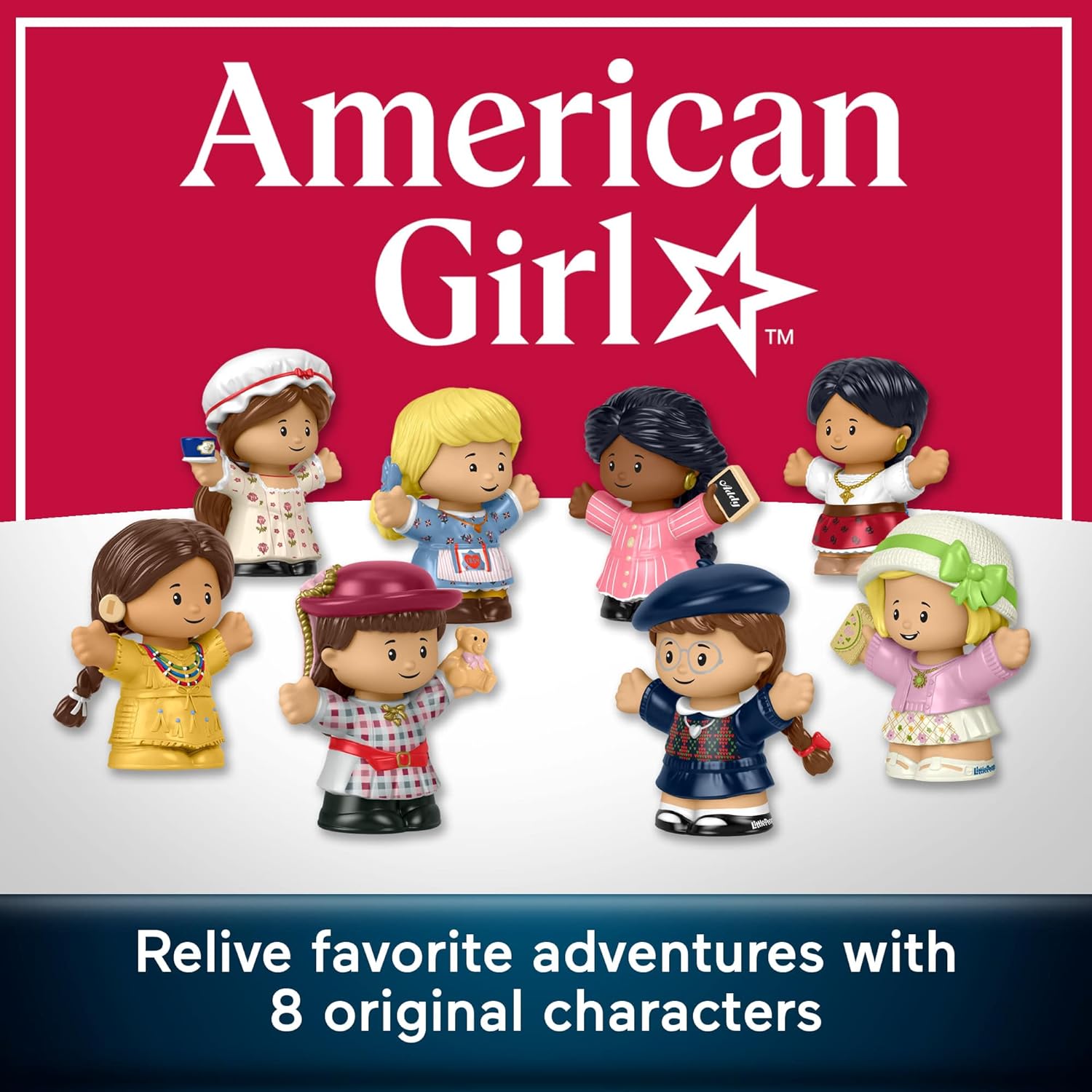 Little People Collector American Girl 40th Anniversary Special Edition Figure Set for Fans, 8 Characters in a Display Package