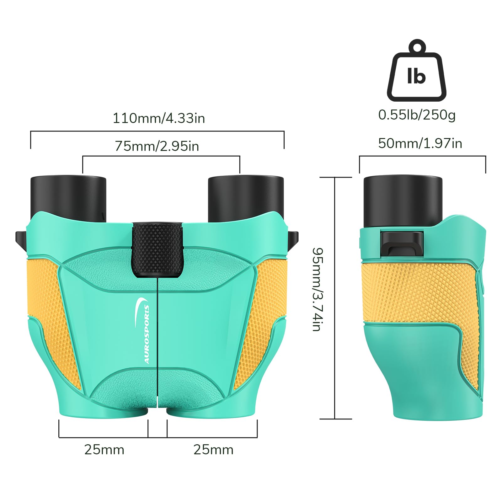 Aurosports 15x25 Compact Binoculars for Kids - Small Binoculars Lightweight with Carrying Case Birding Guide for Bird Watching Hiking Camping Travel Gift for 8-12 Years Boys Girls (Black)