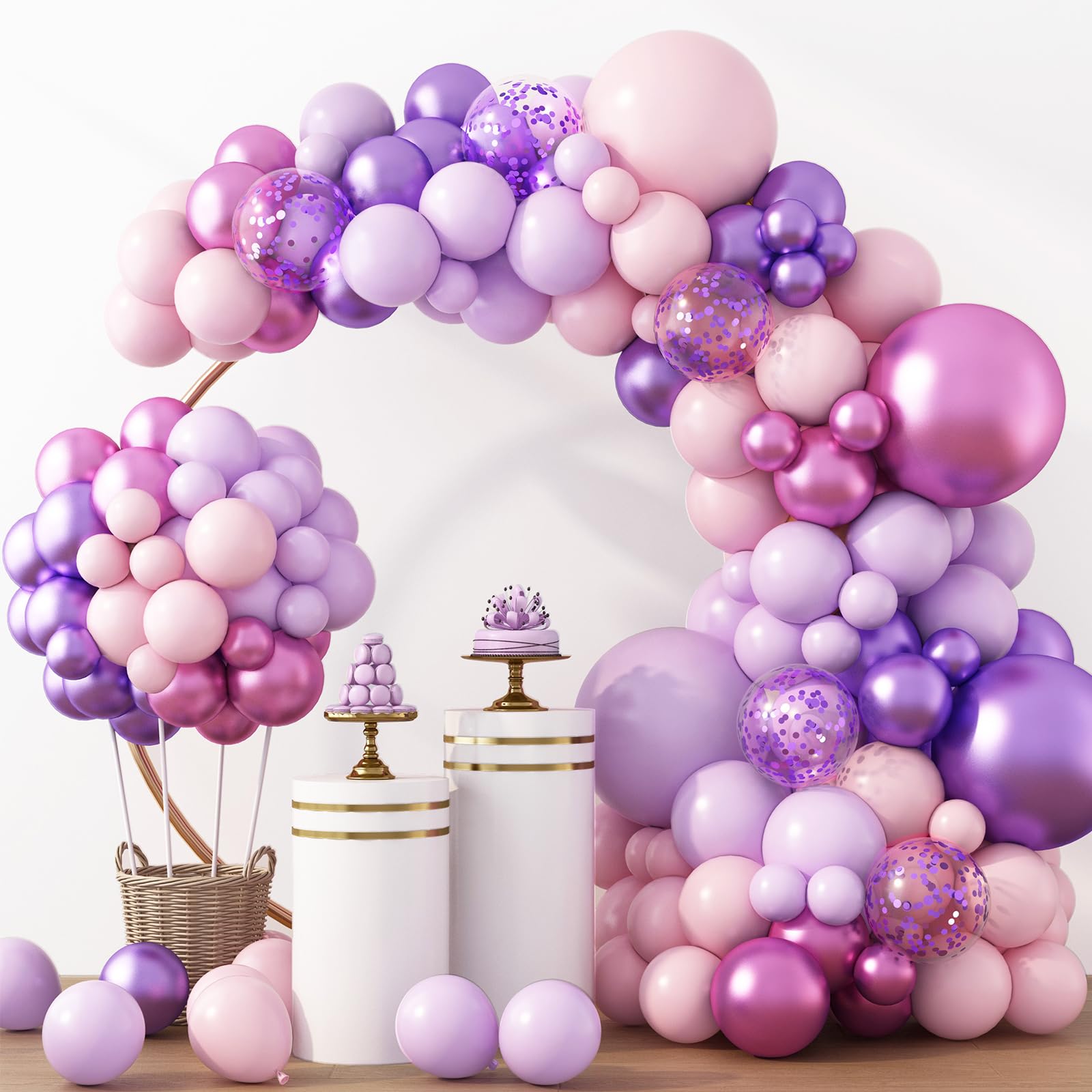 RUBFAC Pink Balloons 129pcs Light Pastel Pink Balloon Different Sizes 18 12 10 5 Inch for Garland Arch Mother's Day Birthday Party Baby Shower Gender Reveal Wedding Anniversary Easter Decoration