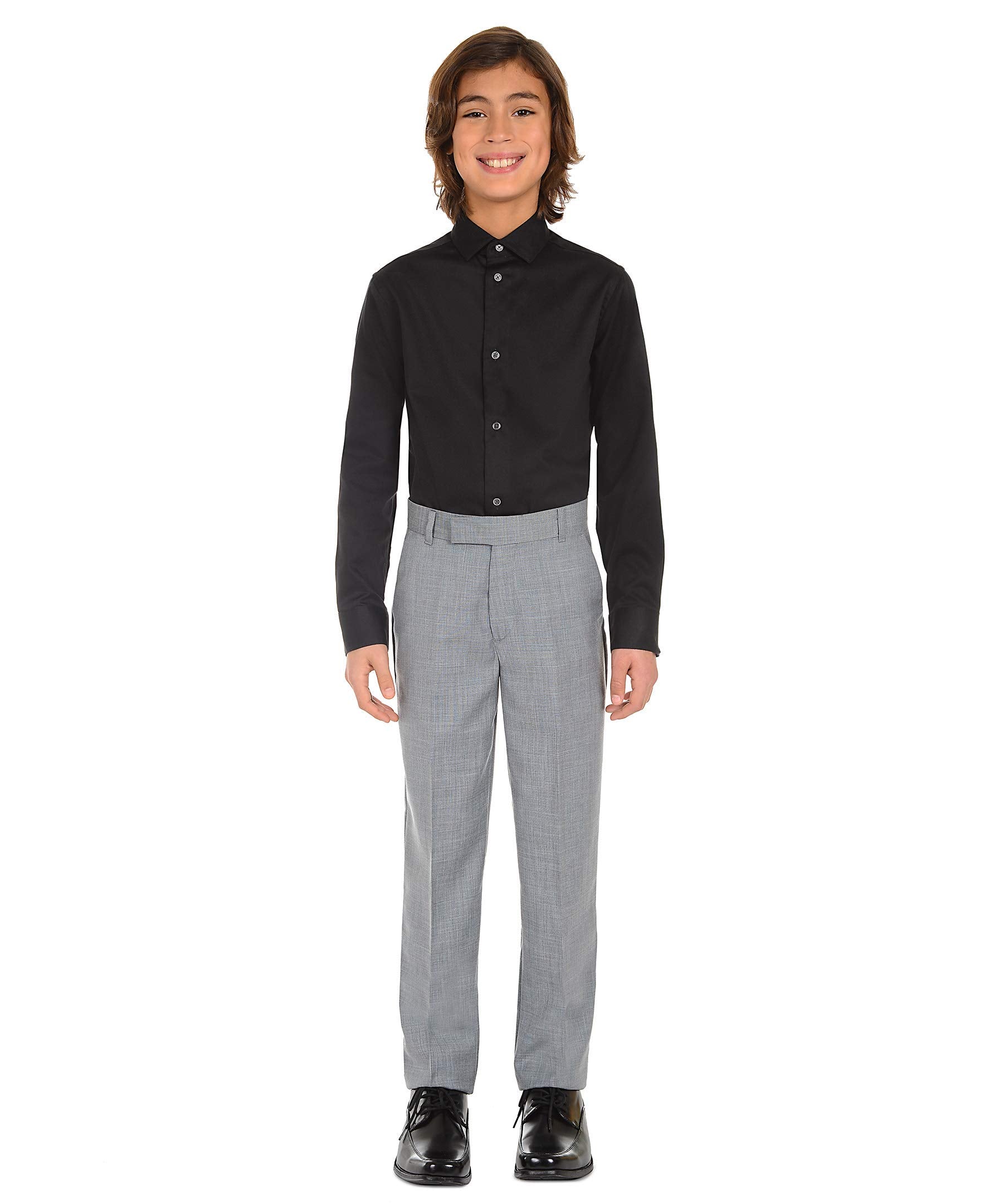 Calvin Klein boys Long Sleeve Sateen Dress Shirt, Button-down Style With Cuffs & Shirttail Hem