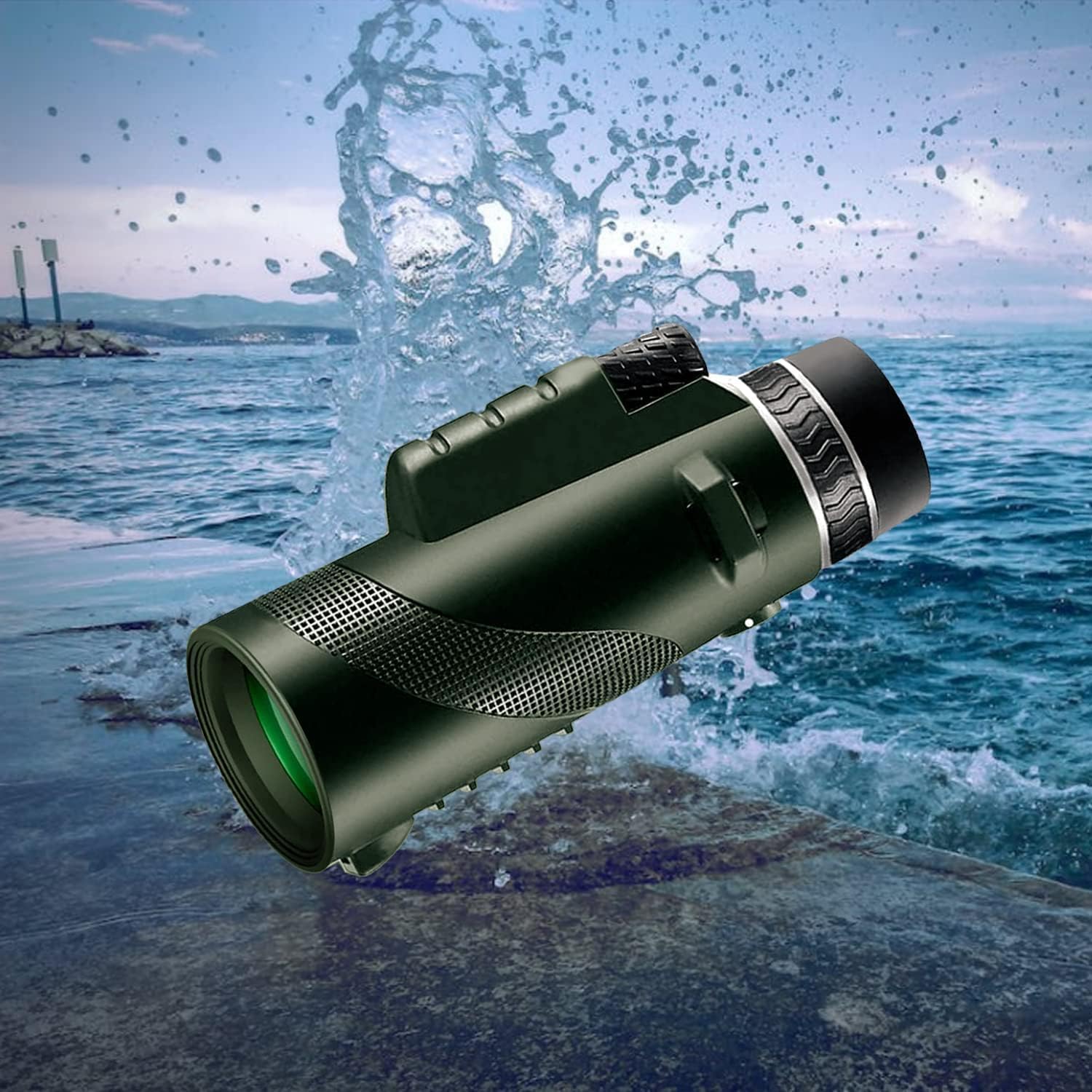 Monocular Telescope 80x100 High Powered Monoculars High Definition for Adults High Powered with Smartphone Adapter Telescope Wildlife Bird Watching Travel Camping Hiking Green