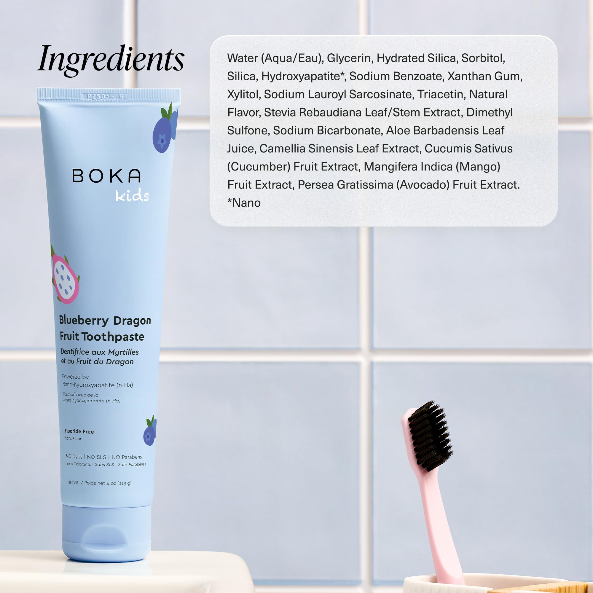 Boka Fluoride Free Toothpaste Nano Hydroxyapatite Toothpaste - Strawberry Mango Flavor, 1.3 oz 2pk US Manufactured