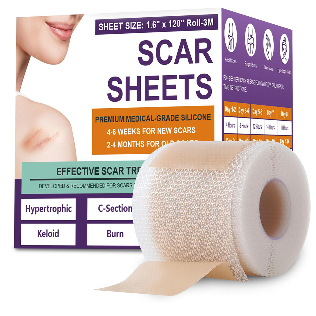 Silicone Scar Sheets,Silicone Scar Tape,Silicone Scar Removal Strips for Surgical,C-Section,Tummy Tuck,Keloid Scars (1.6"X 59" Roll-1.5M) Keloid Bump Removal