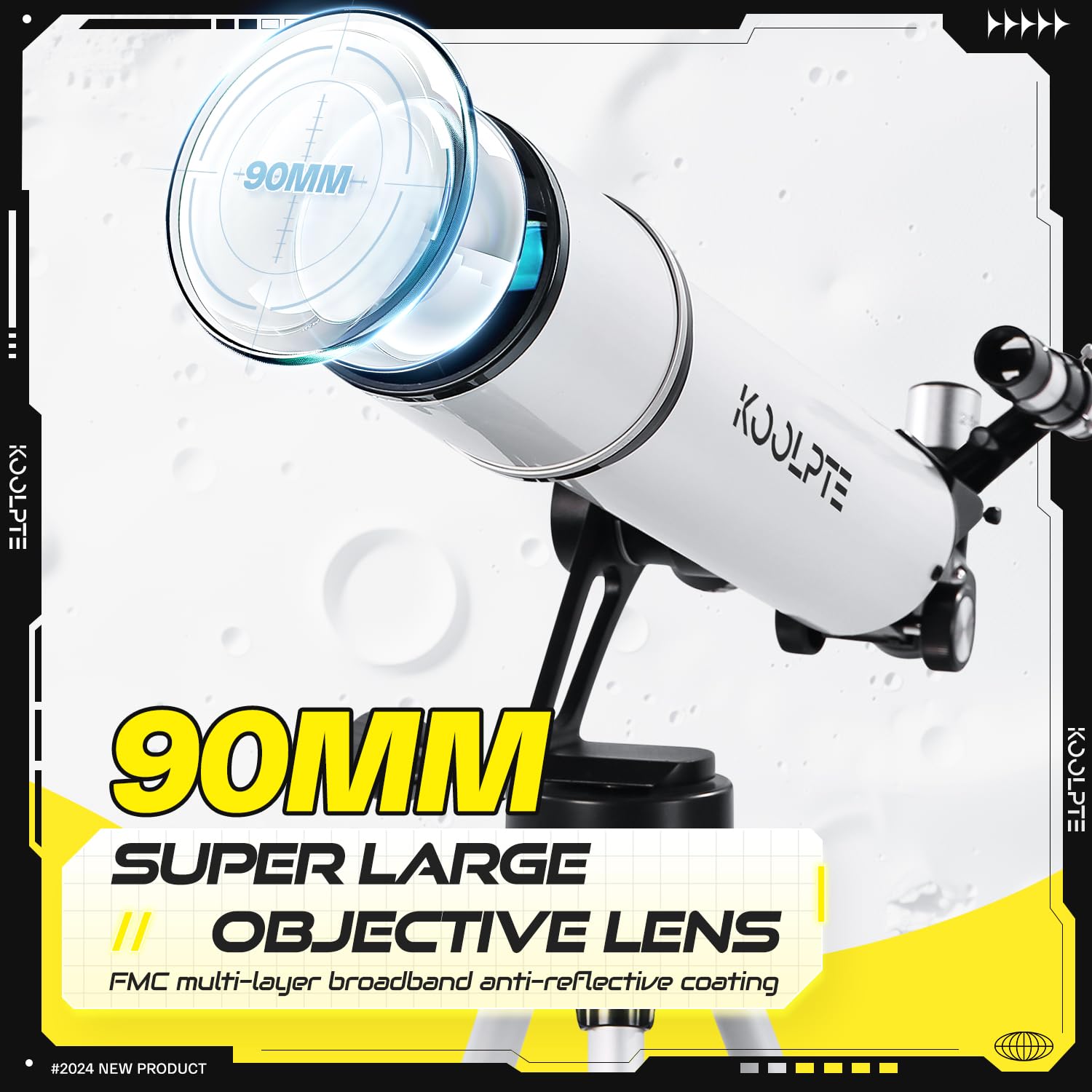Telescope, 90mm Aperture 700mm Professional Telescope for Adults, High Power with Upgraded Vertisteel AZ Slow-Motion Mount Telescopes for Astronomy Beginners, Stainless Steel Tripod, Phone Adapter,Bag
