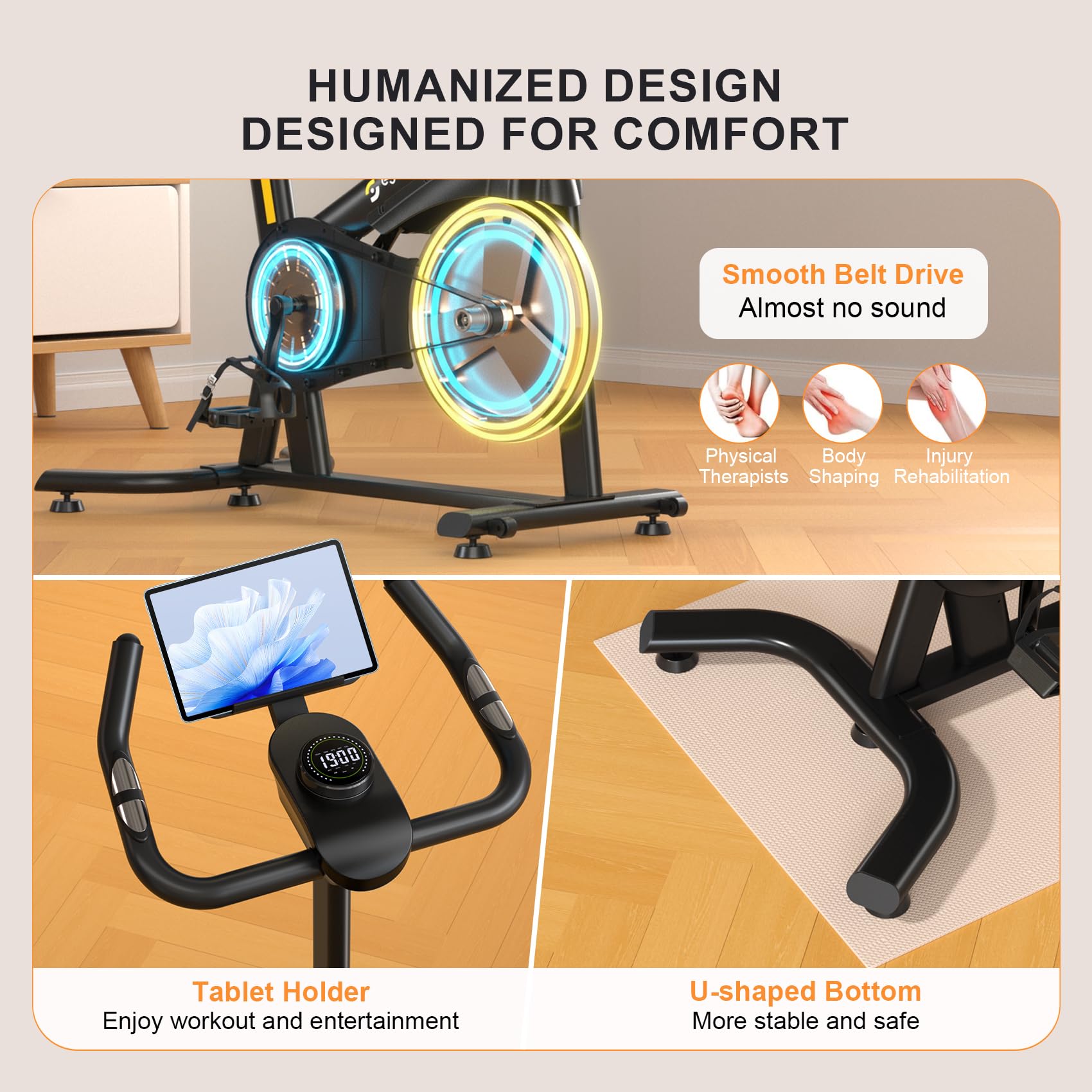 Exercise Bikes for Home,Spin Bike with Adjustable Magnetic,Brake Pad Resistance Silent Belt Drive,350lbs/300lbs Weight Capacity &Upgraded Version Seat for Home Cardio&Weight Loss(QM-530W)