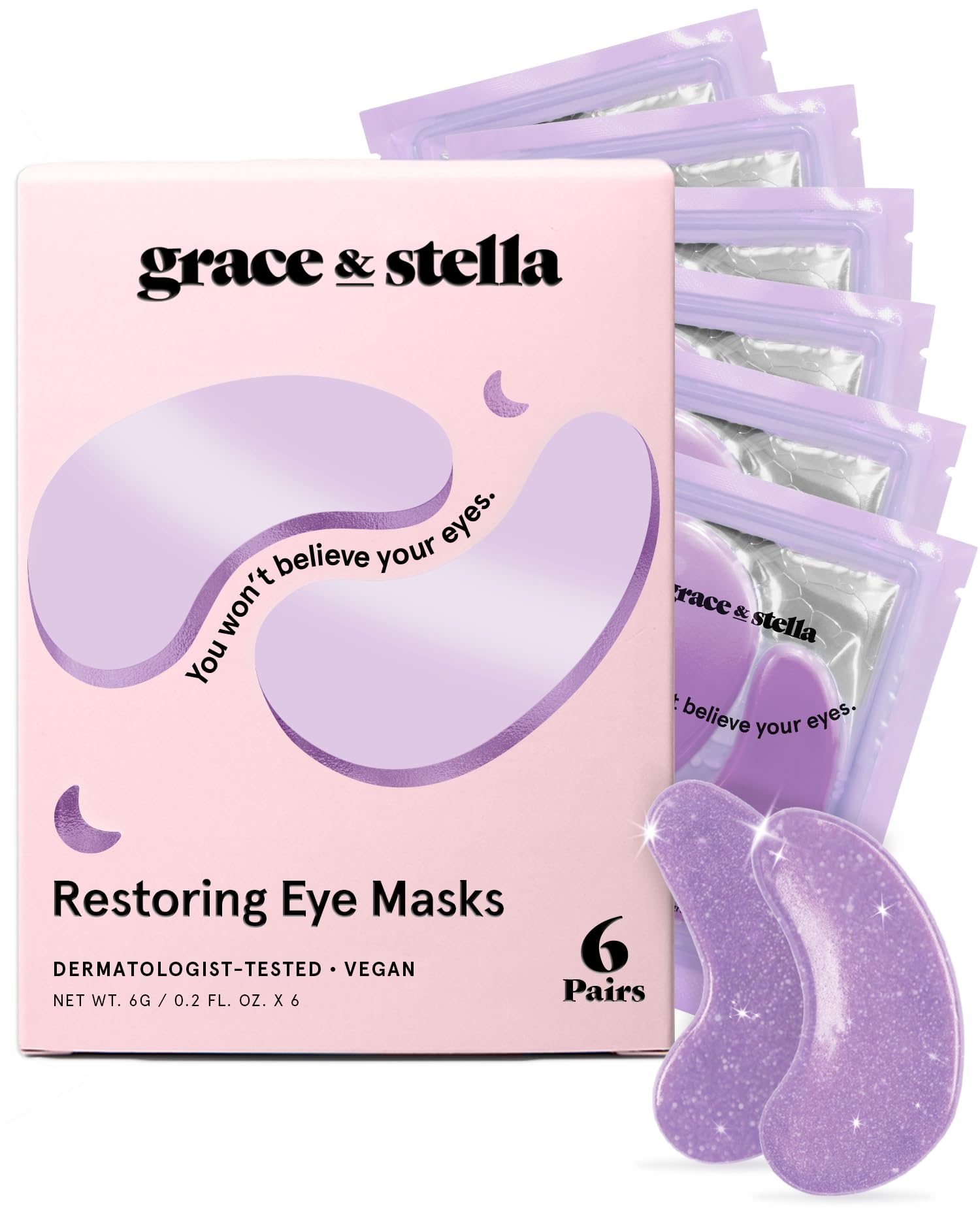 grace & stella Under Eye Mask Variety Pack - 18 Pairs of Under Eye Patches for Dark Circles - With 6 Colors (3 Pairs/Color) - Mothers Day Gifts for Mom - Gel Masks Puffy Eyes for Women, Vegan