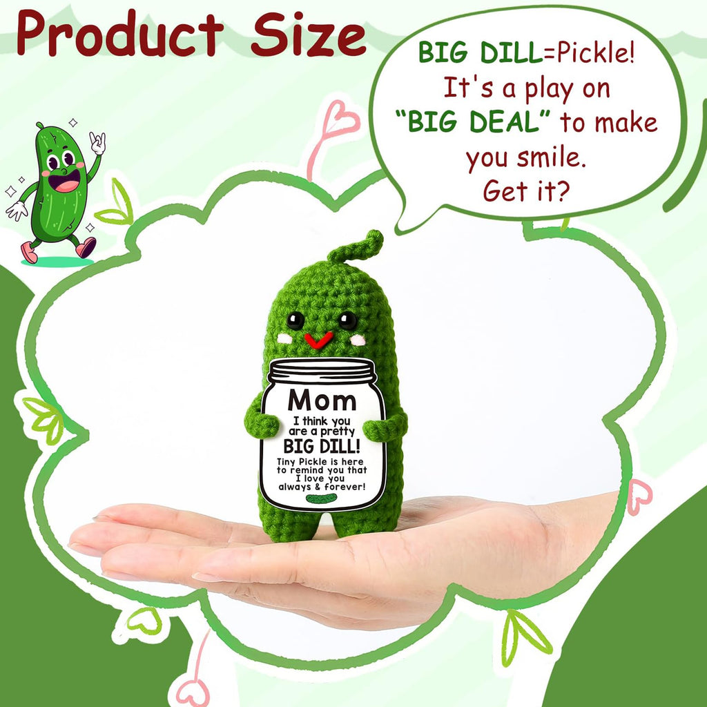 MAMAGIFTREE Fathers Day Dad Birthday Gifts from Daughter or Son,Handmade Crochet Pickle -I Love Best Daddy Ever Gift Thank You Daddy Funny Emotional Care Desk Decor