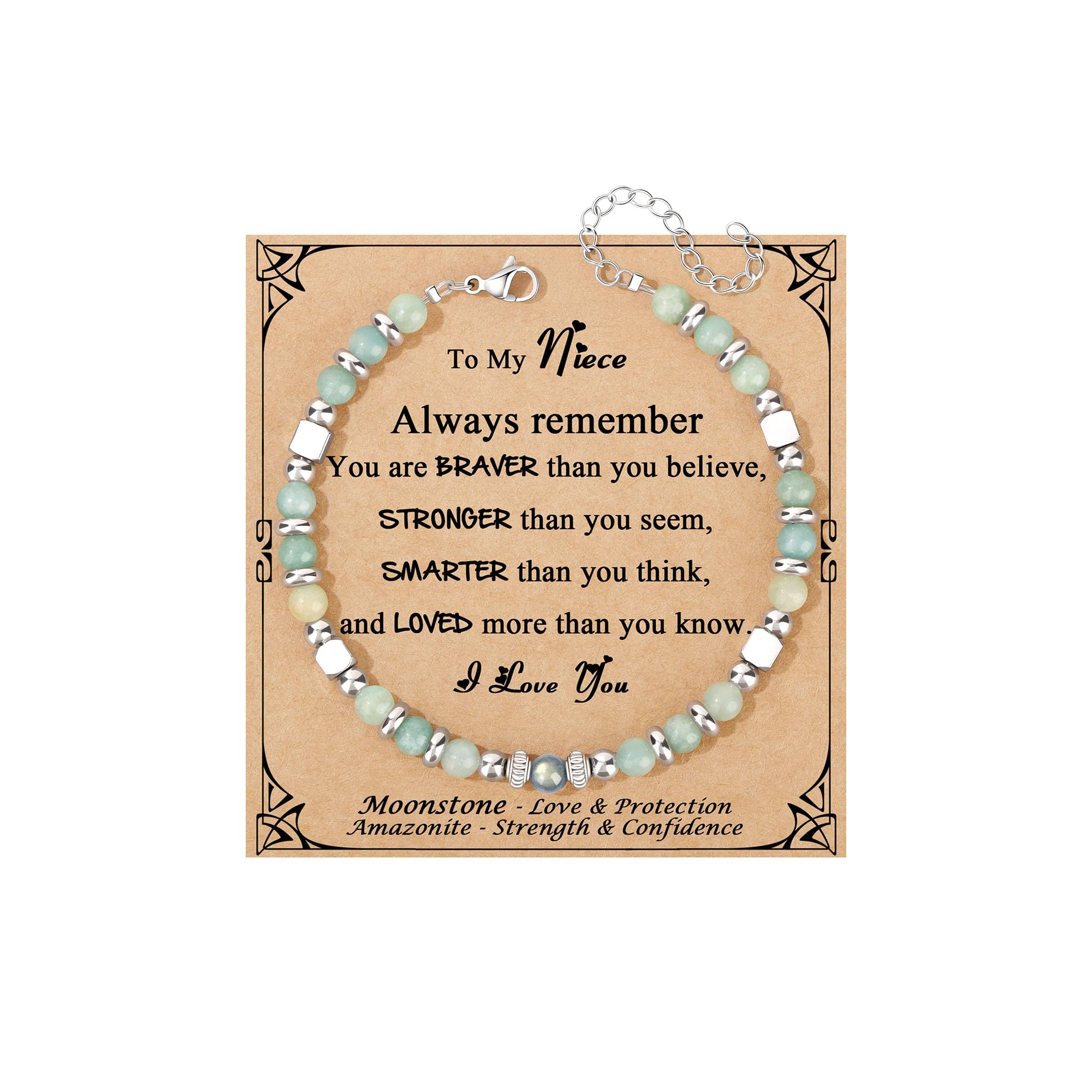 JoycuFF 𝗚𝗶𝗳𝘁𝘀 𝗳𝗼𝗿 𝗪𝗼𝗺𝗲𝗻 𝗠𝗼𝗼𝗻𝘀𝘁𝗼𝗻𝗲 𝗕𝗿𝗮𝗰𝗲𝗹𝗲𝘁 Amazonite Colorful Imperial Jasper Stainless Steel Beads Bracelets, Mothers Day Birthday Christmas Valentines Graduation Gifts