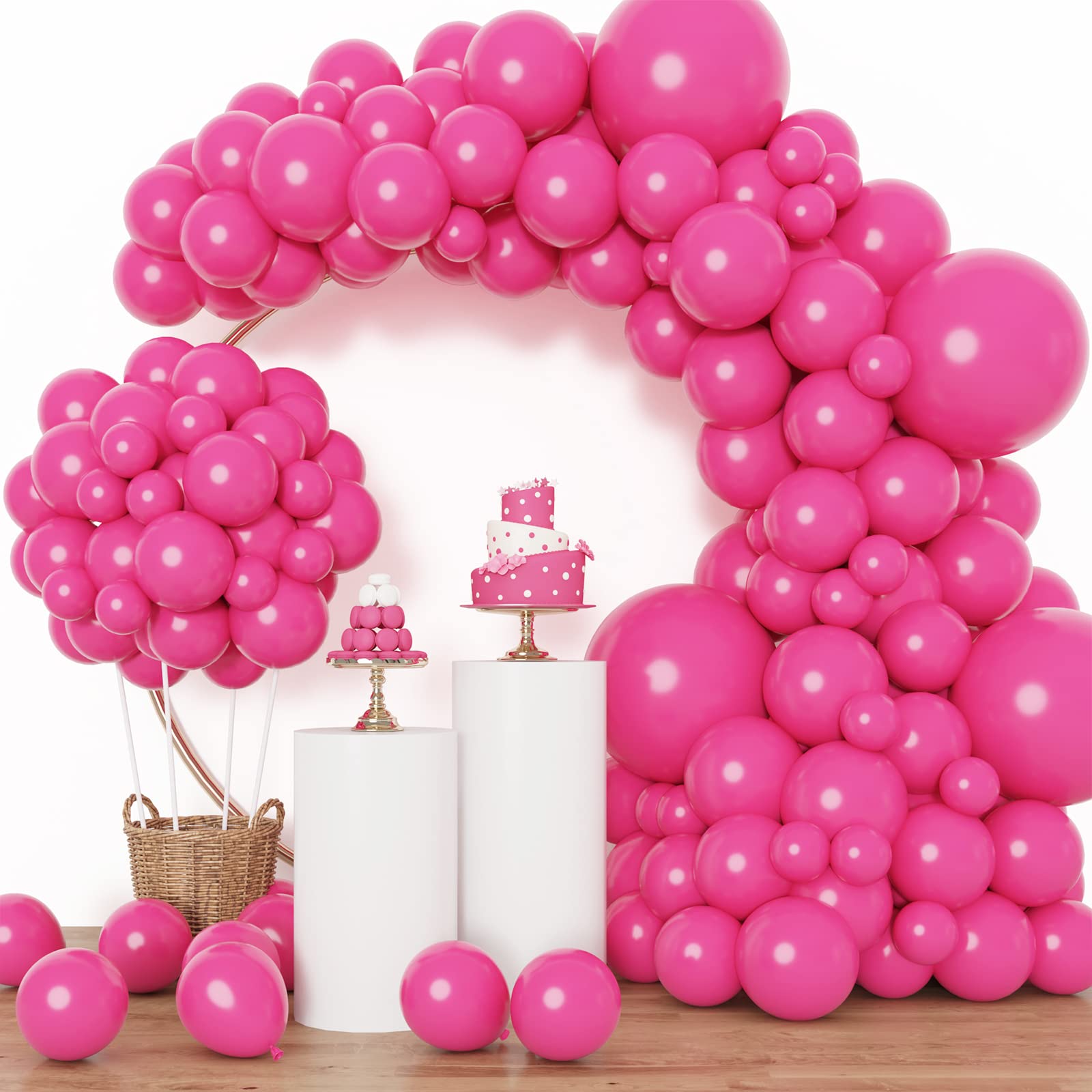 RUBFAC Pink Balloons 129pcs Light Pastel Pink Balloon Different Sizes 18 12 10 5 Inch for Garland Arch Mother's Day Birthday Party Baby Shower Gender Reveal Wedding Anniversary Easter Decoration