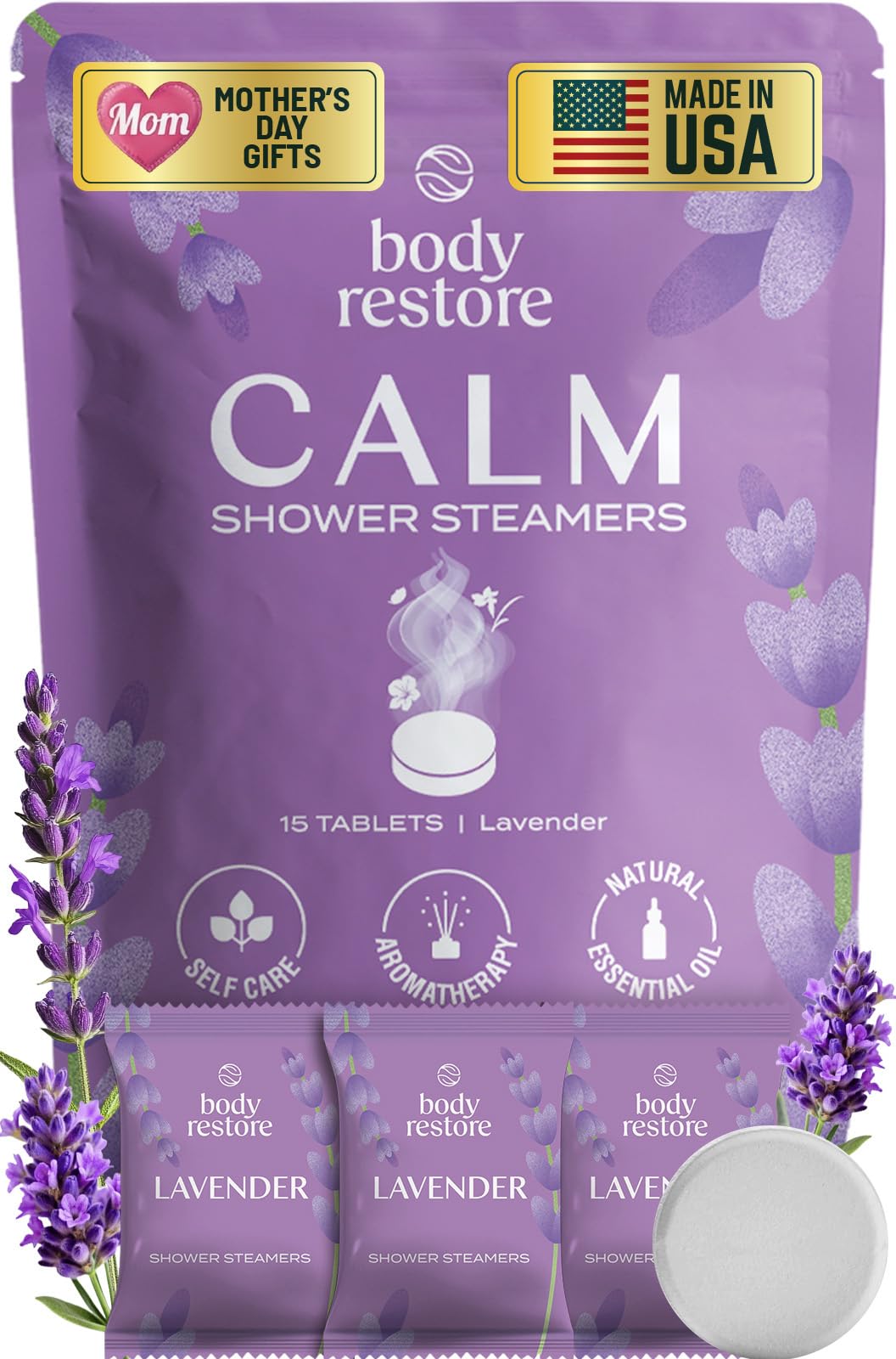 Body Restore Shower Steamers Aromatherapy 6 Pack – Mothers Day Gifts for Mom, Birthday Gifts for Women, Relaxation Stress Relief Self Care – Citrus Essential Oil Tablets